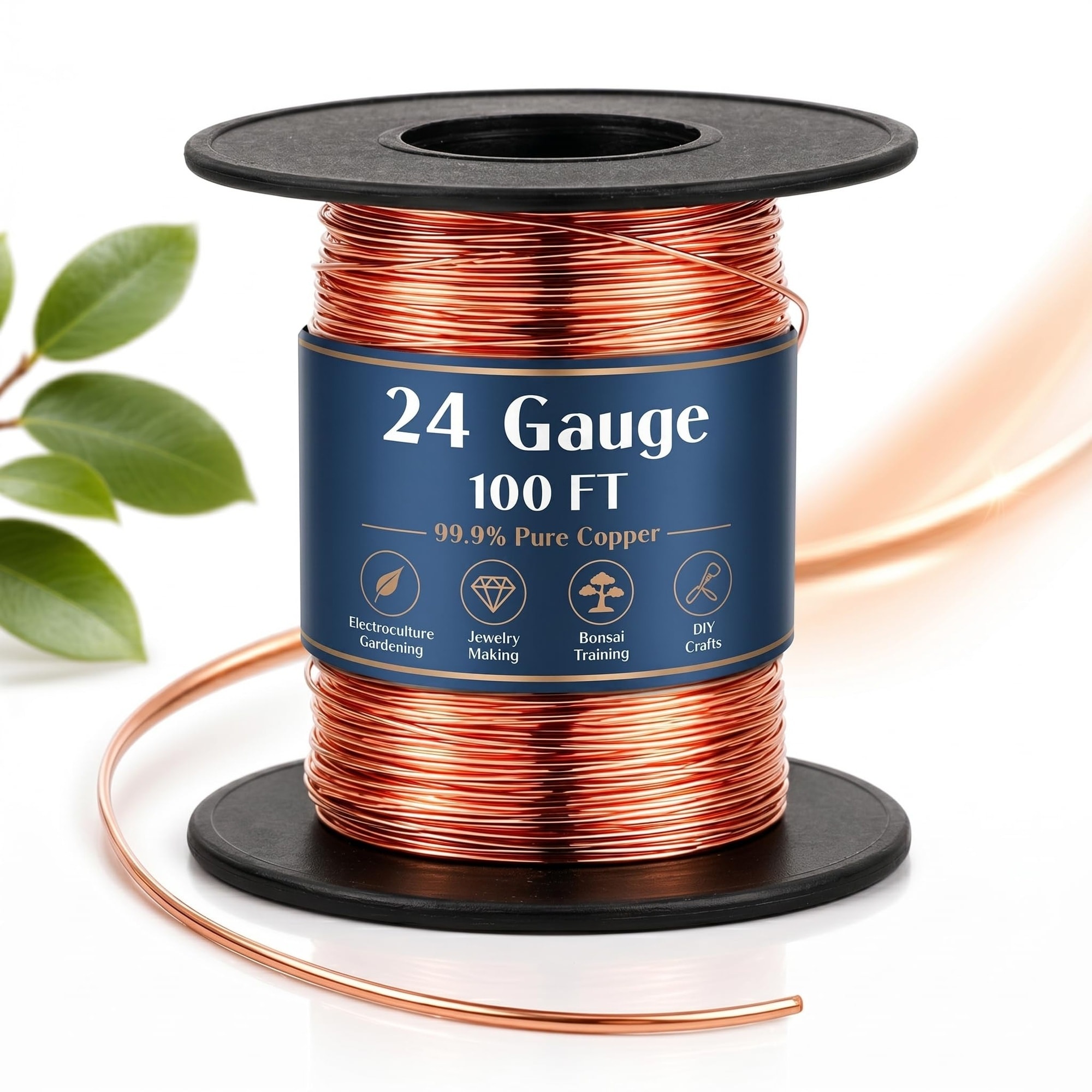 Justincity  100ft 24 Gauge Pure Bare Copper Wire Roll for Gardening Electroculture Bonsai Jewelry Making Beading DIY Craft Flexible Non Insul