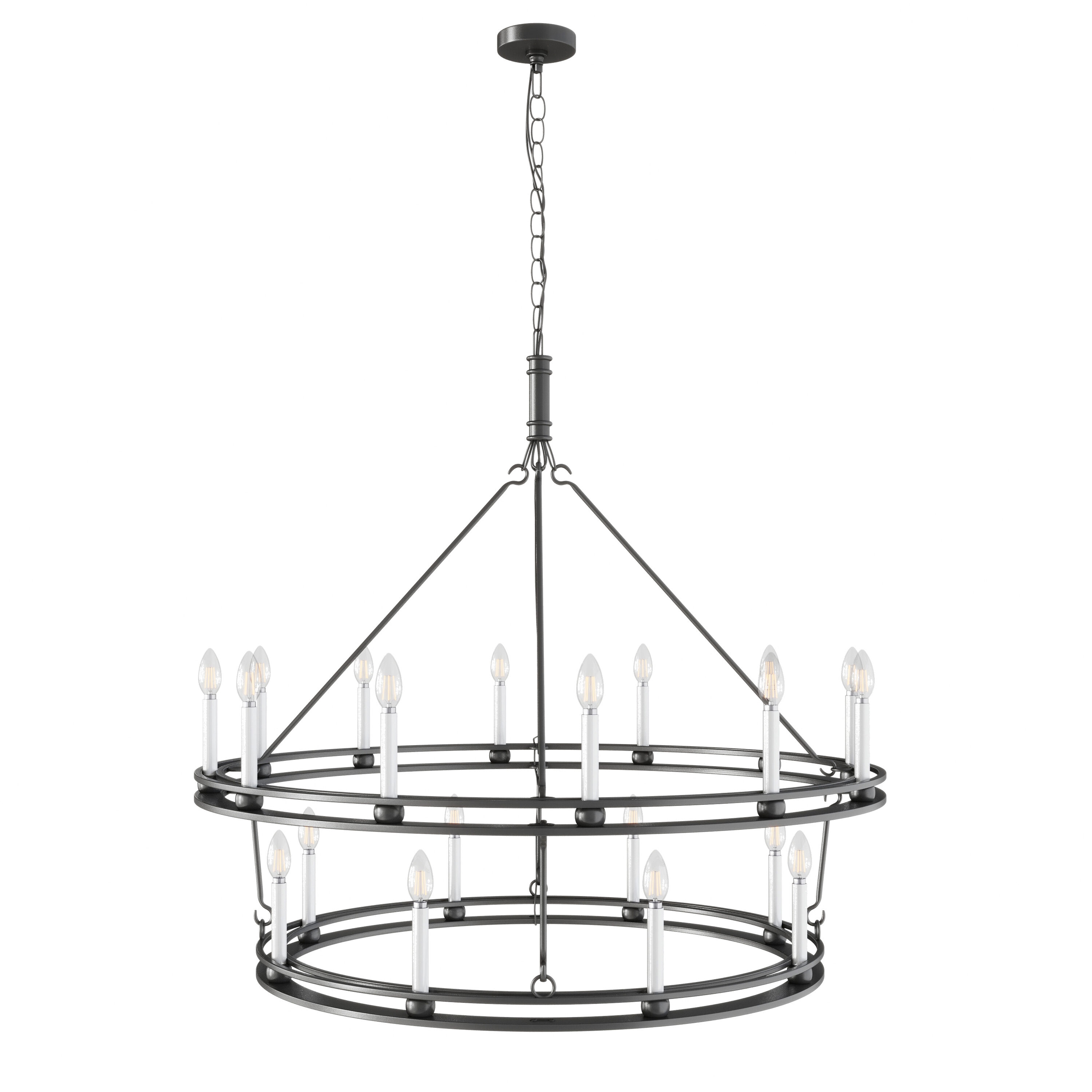 Black Metal Adjustable Candle Chandelier with 8 Lights
