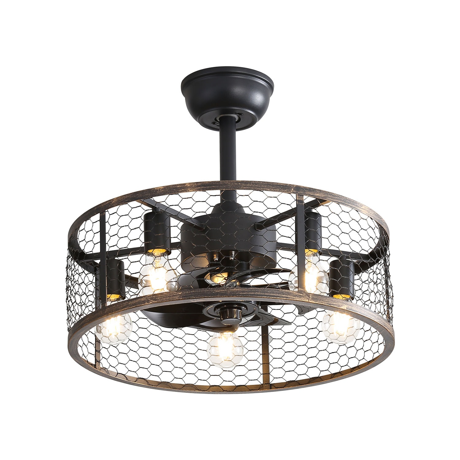 Bybafun YB9100017 20-in Smart Black with Finished Blades Fandelier Ceiling Fan Light Kit Compatible - Remote Included ( 5 -Blade )