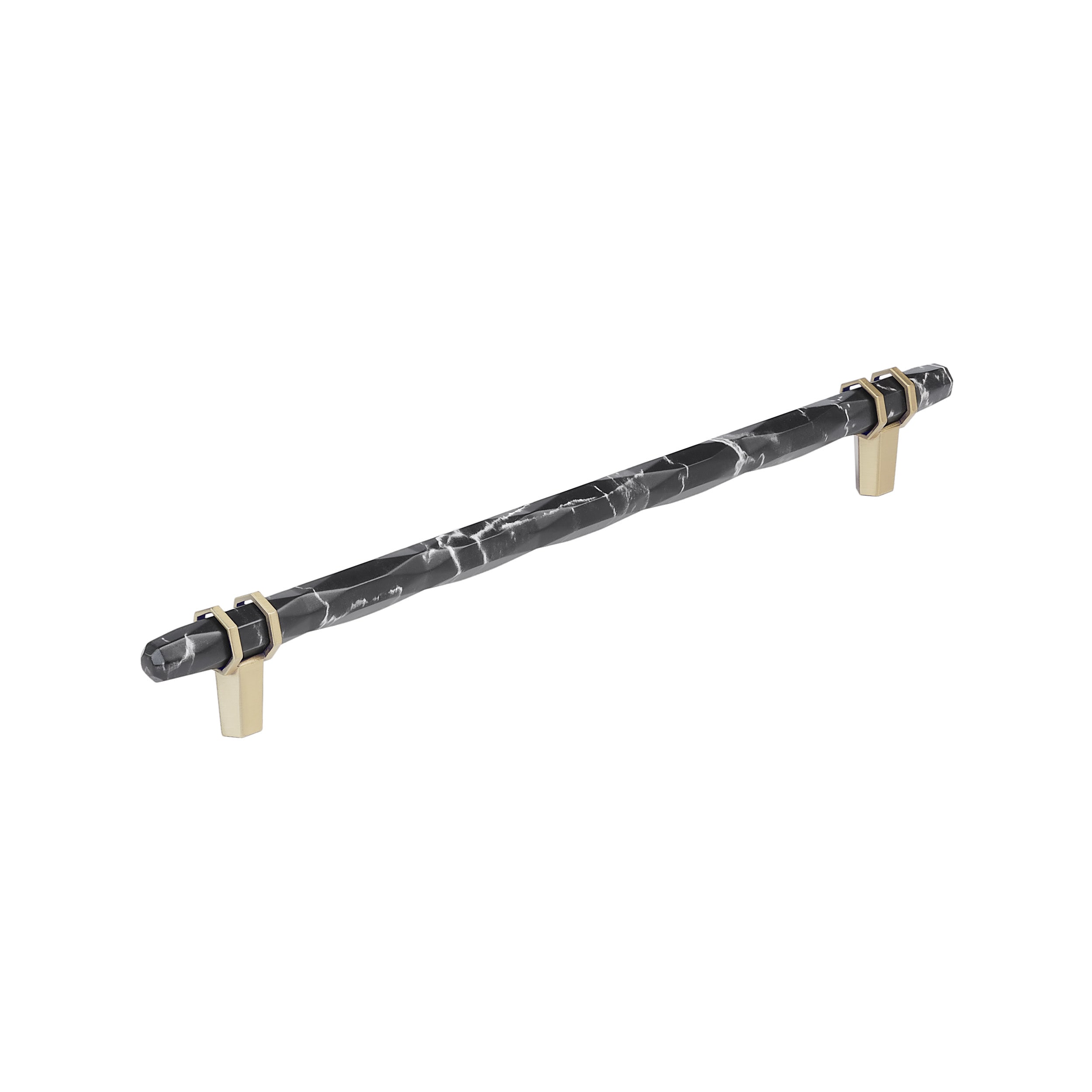 Amerock BP36664MBKBBZ Carrione 10-1/16-in , 256mm Center to Center Marble Black/Golden Champagne Cylindrical Bar