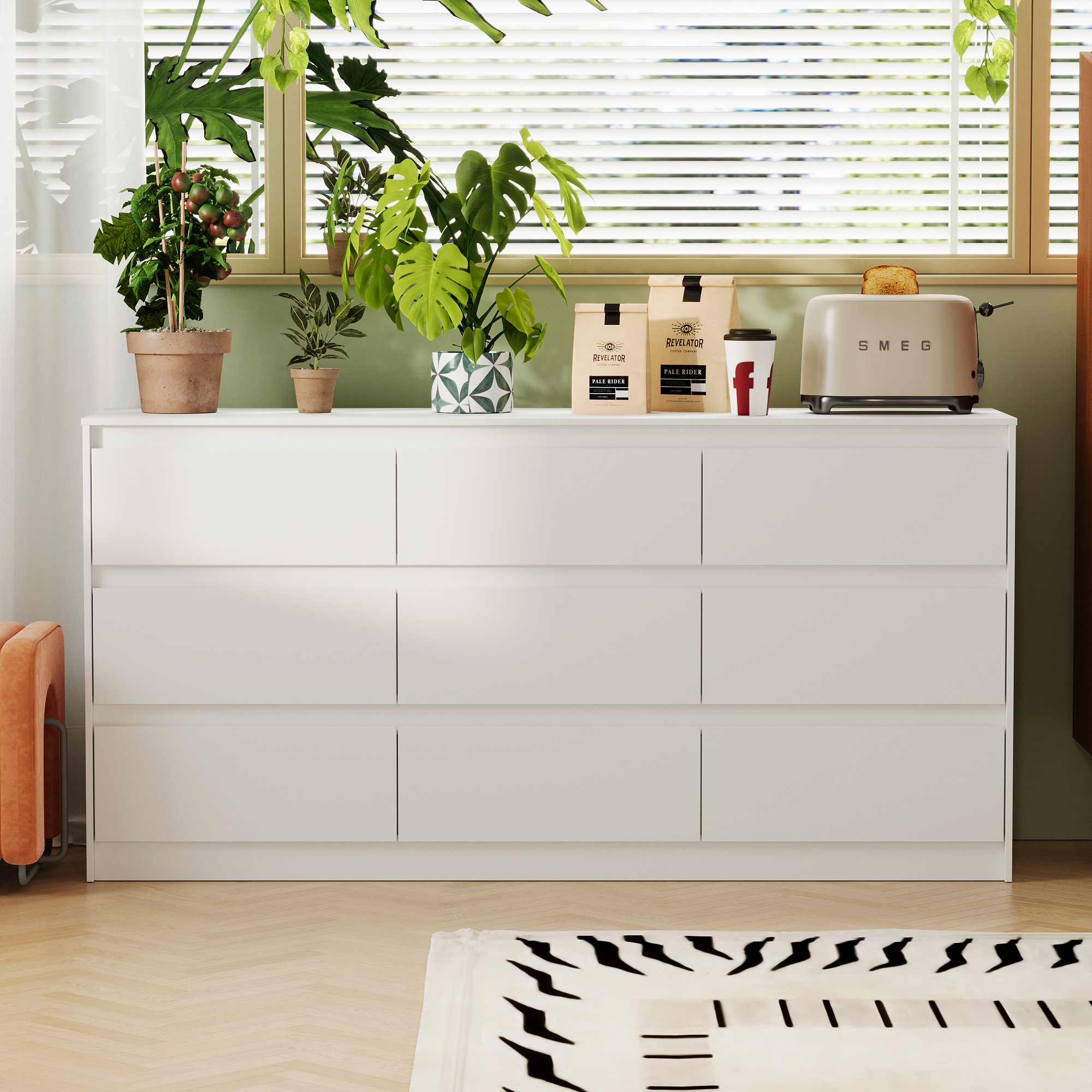 FUFU&GAGA KF210300-01 30-day limited White 9 -Drawer Standard dresser