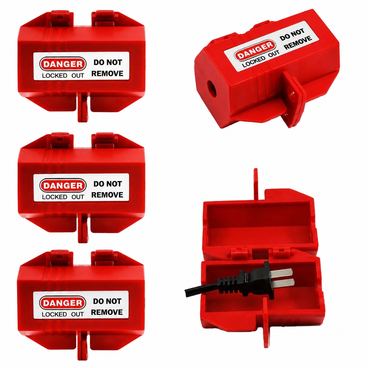 Etokfoks 4 Pack Small Plug Lock Boxes 3 5x2x2 in Each ABS Plastic OSHA ...