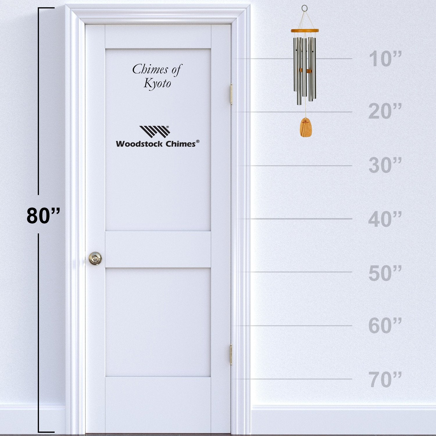 Kyoto 25" Silver and Wood Wind Chime