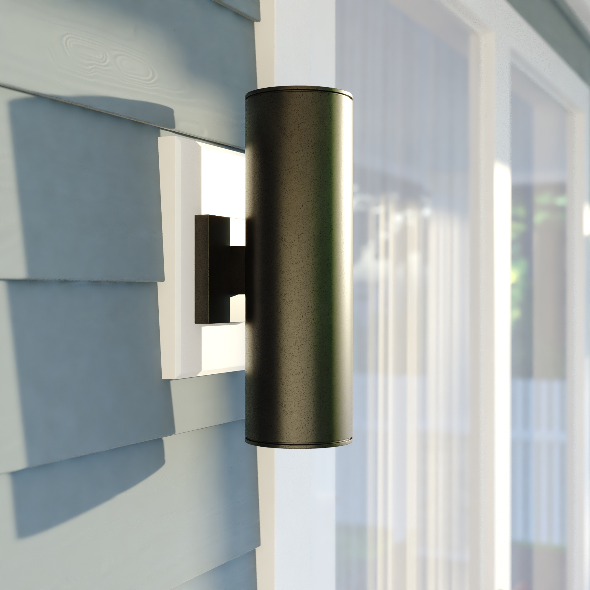 Cascadia T0653 Chiasso 2 -Light 14.25-in H Matte Black Hardwired Dusk to Dawn Outdoor Wall Light