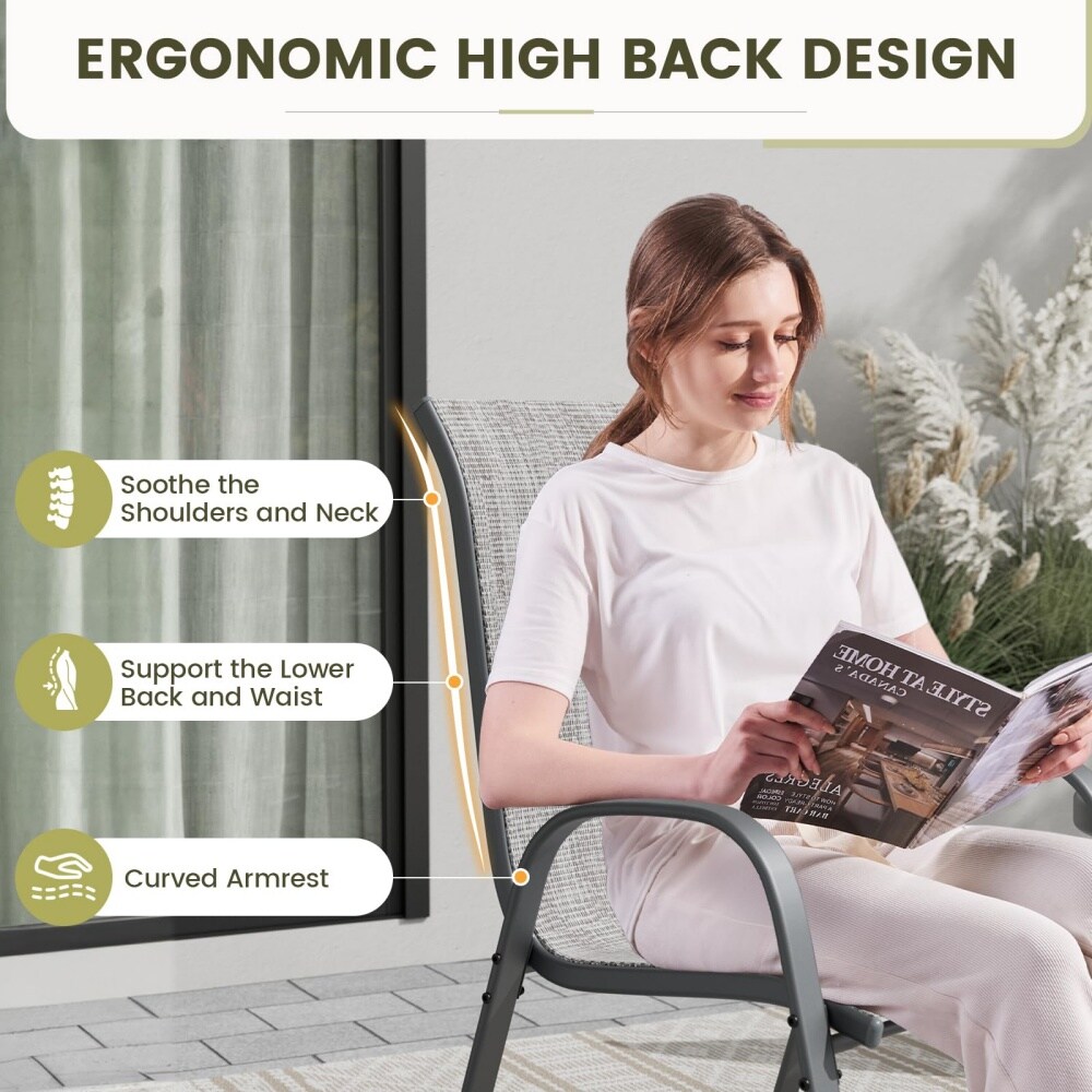 UDPATIO Patio Dining Chairs Set of 4 Stackable High Back Dining Chairs ...