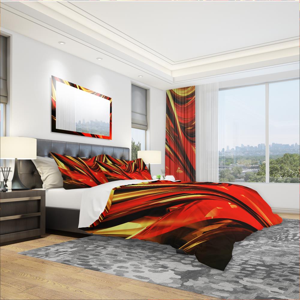 Designart BED3011-K 3 -Piece Red King Duvet cover Set