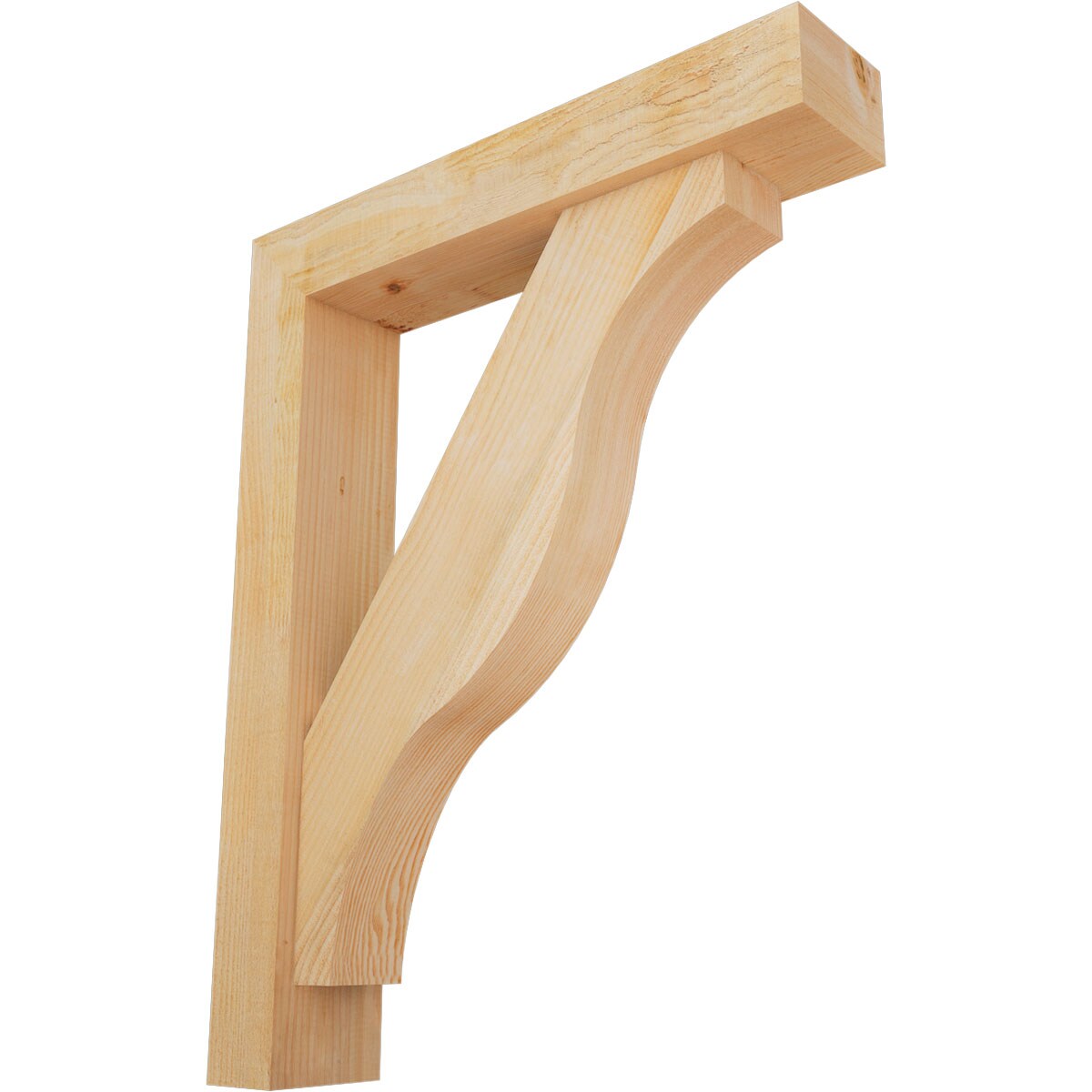Ekena Millwork 1462457 Funston block rough sawnbracket with offset brace 6-in x 30-in x 38-in Douglas fir Brown Wood Standard bracket