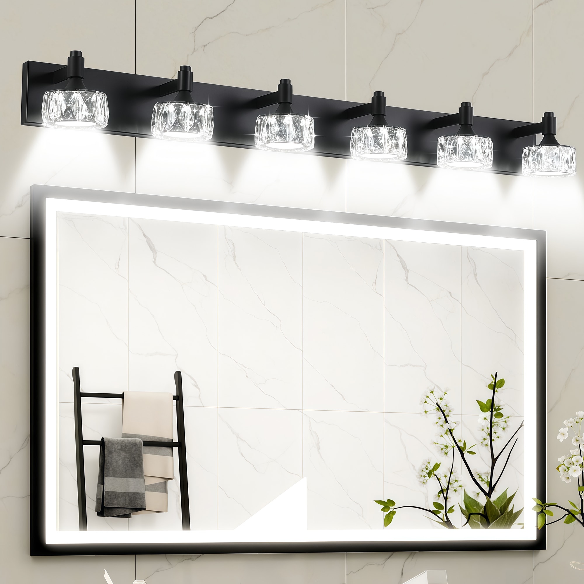 ToolCat BZ-3-106-SN 43.9-in 6 -Light Black Integrated LED Modern/contemporary Vanity light