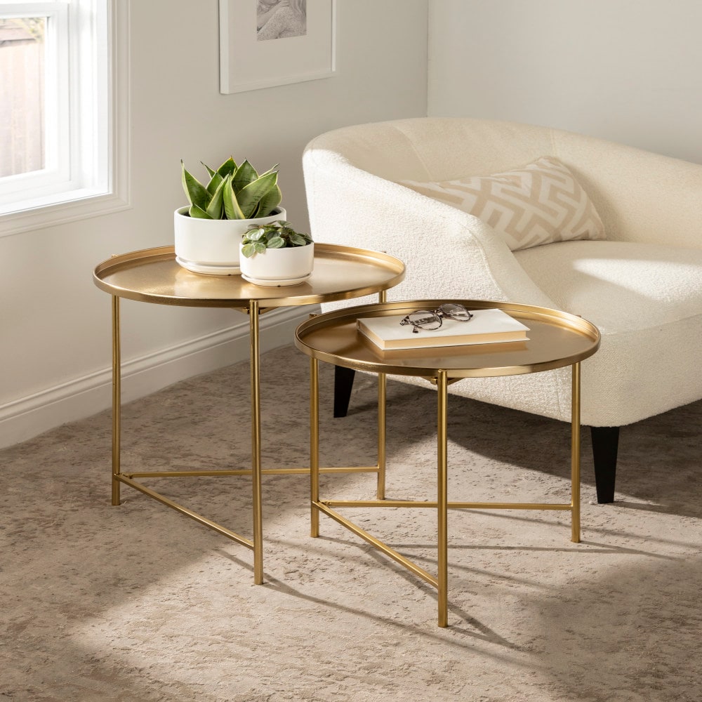 Ulani Round Gold Metal Nesting Accent Table Set