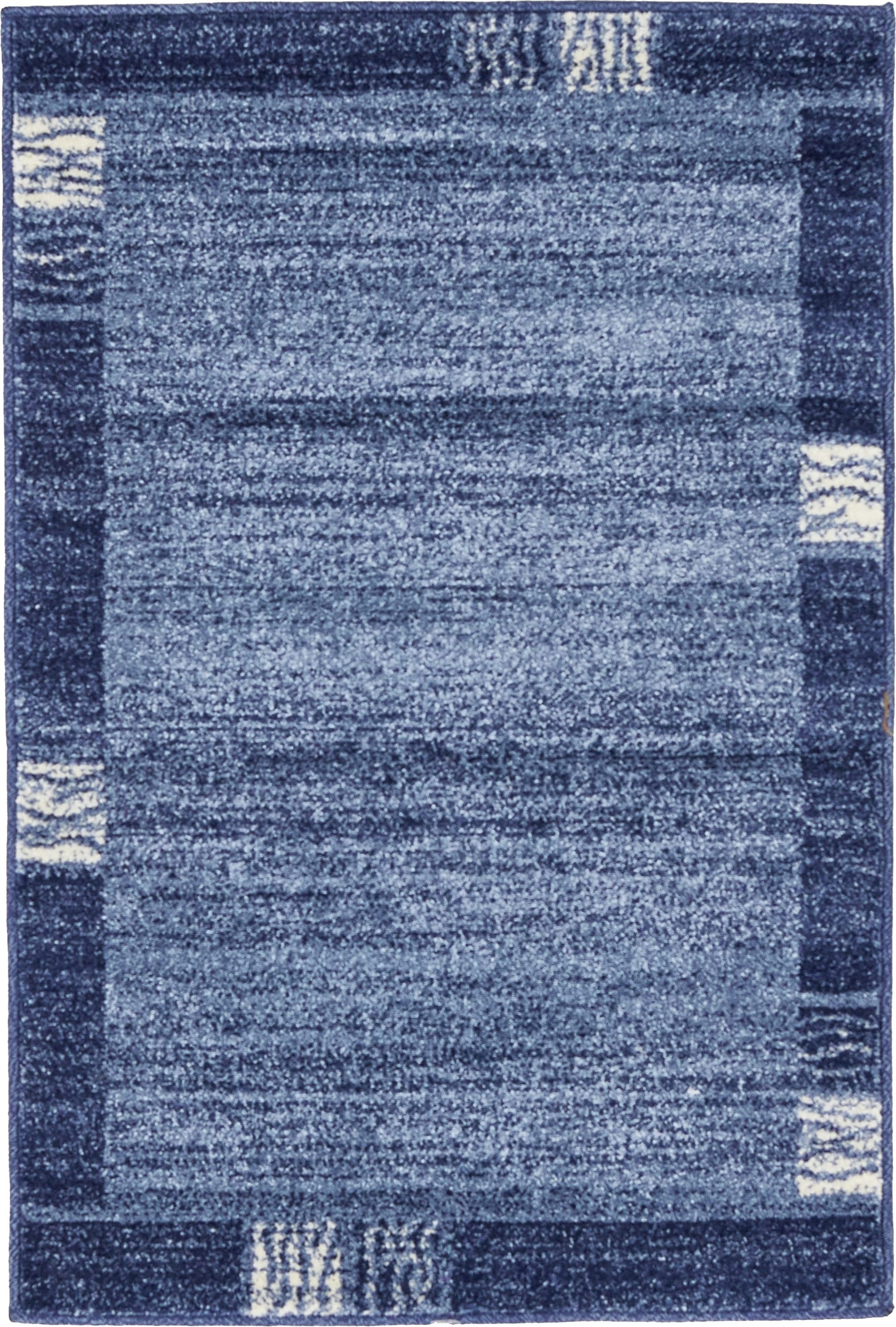 Unique Loom 3133747 Sarah Del Mar 2 x 3 (ft) Loomed Polypropylene Navy Blue/Ivory Rectangular Indoor Geometric Area rug