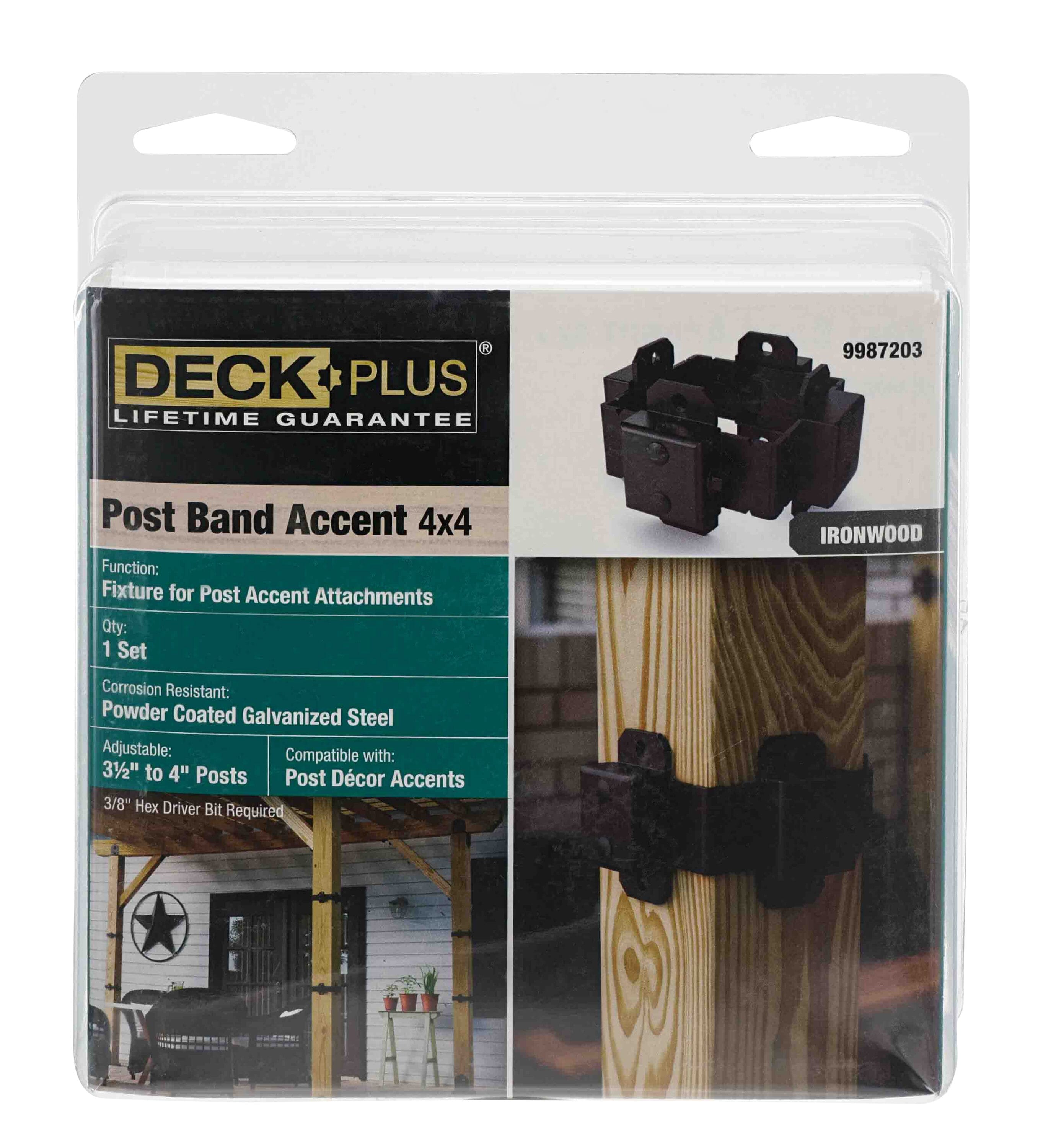 Deck Plus 9987203 4-in 14 -Gauge Powder-coated Steel Deck post tie Wood to wood 10 -Pack