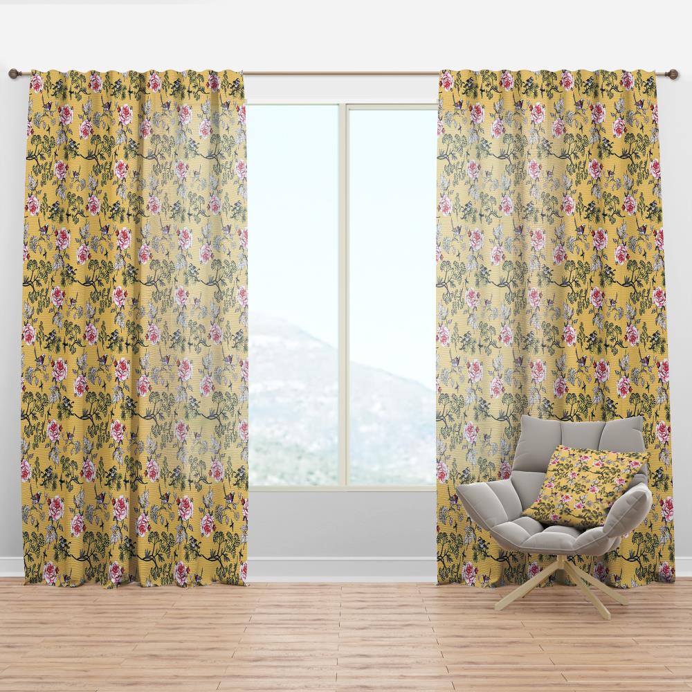 Designart CTN17552-52-84 84-Inches Yellow Room darkening Thermal lined Rod pocket Single curtain panel