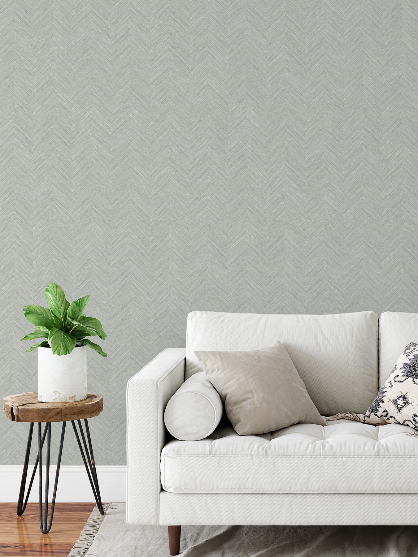 Gray Chevron 3D Self-Adhesive Removable Wallpaper
