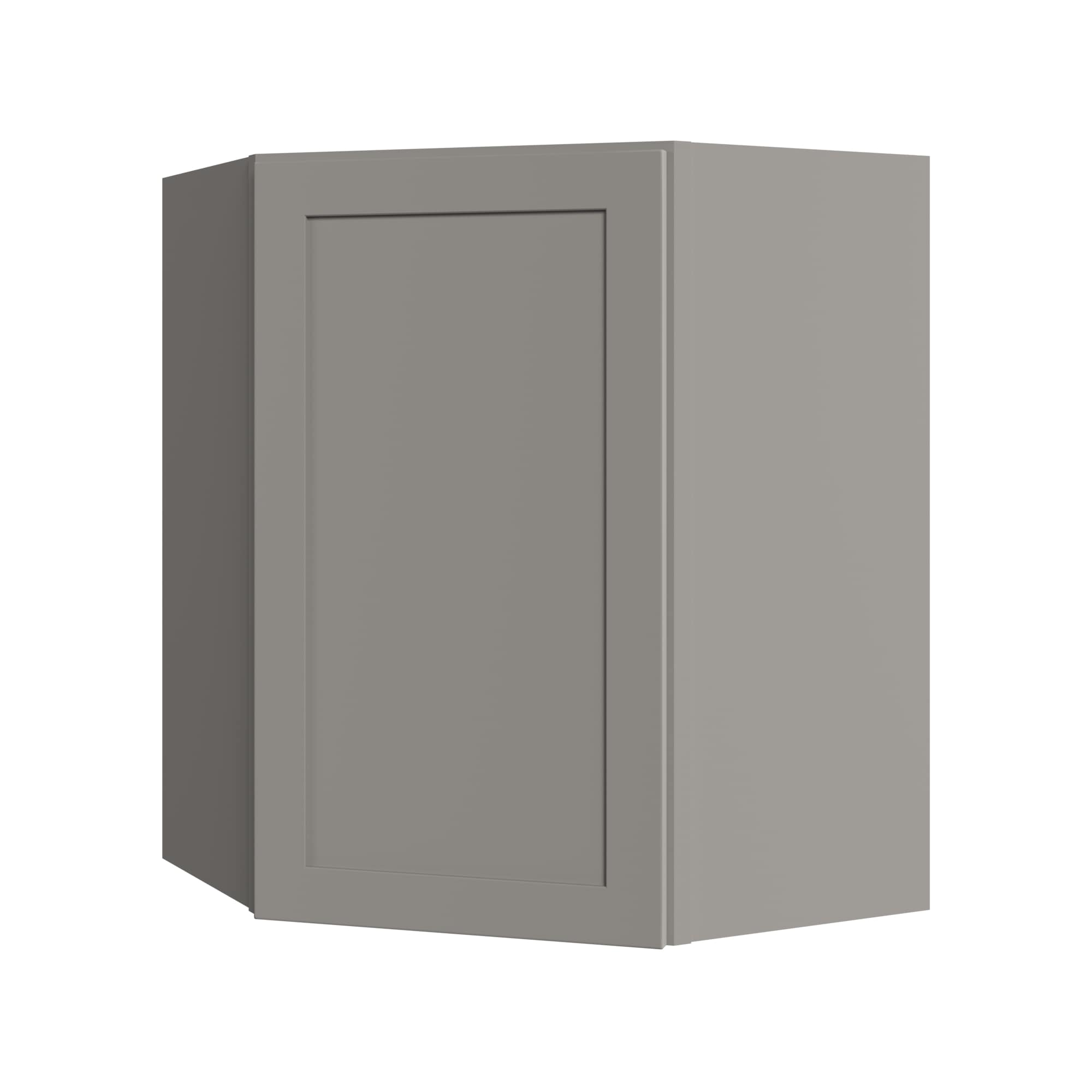 KraftMaid Momentum WA2430RG81 Deveron 24-in W x 30-in H x 24-in D Pebble Grey Diagonal Diagonal Corner wall Fully assembled Plywood Cabinet (Recessed Panel Shaker)