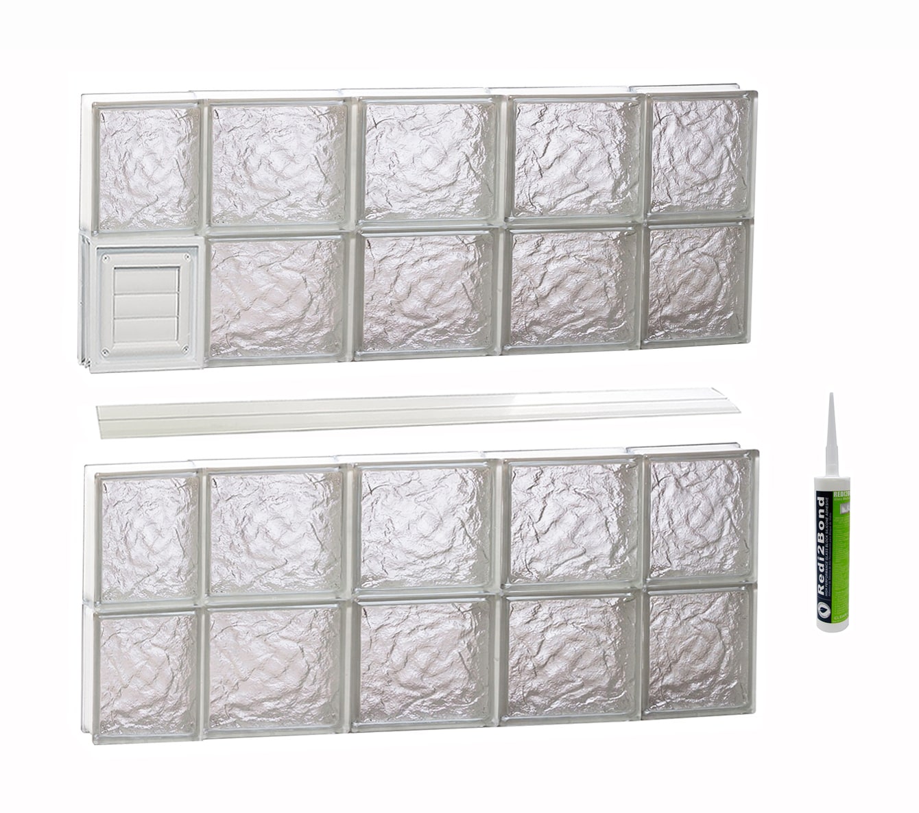 REDI2SET D3632IS Ice Glass 34-3/4-in x 31-in Frameless Replacement Dryer vent Glass Block Window