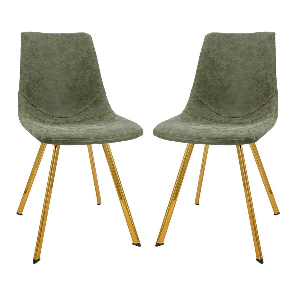 Leisuremod MCG18G2 Markley Modern Leather Dining Chair With Gold Legs Set of 2