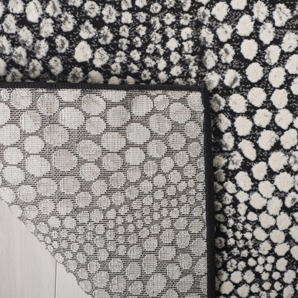 Gray Abstract High Pile Square Area Rug