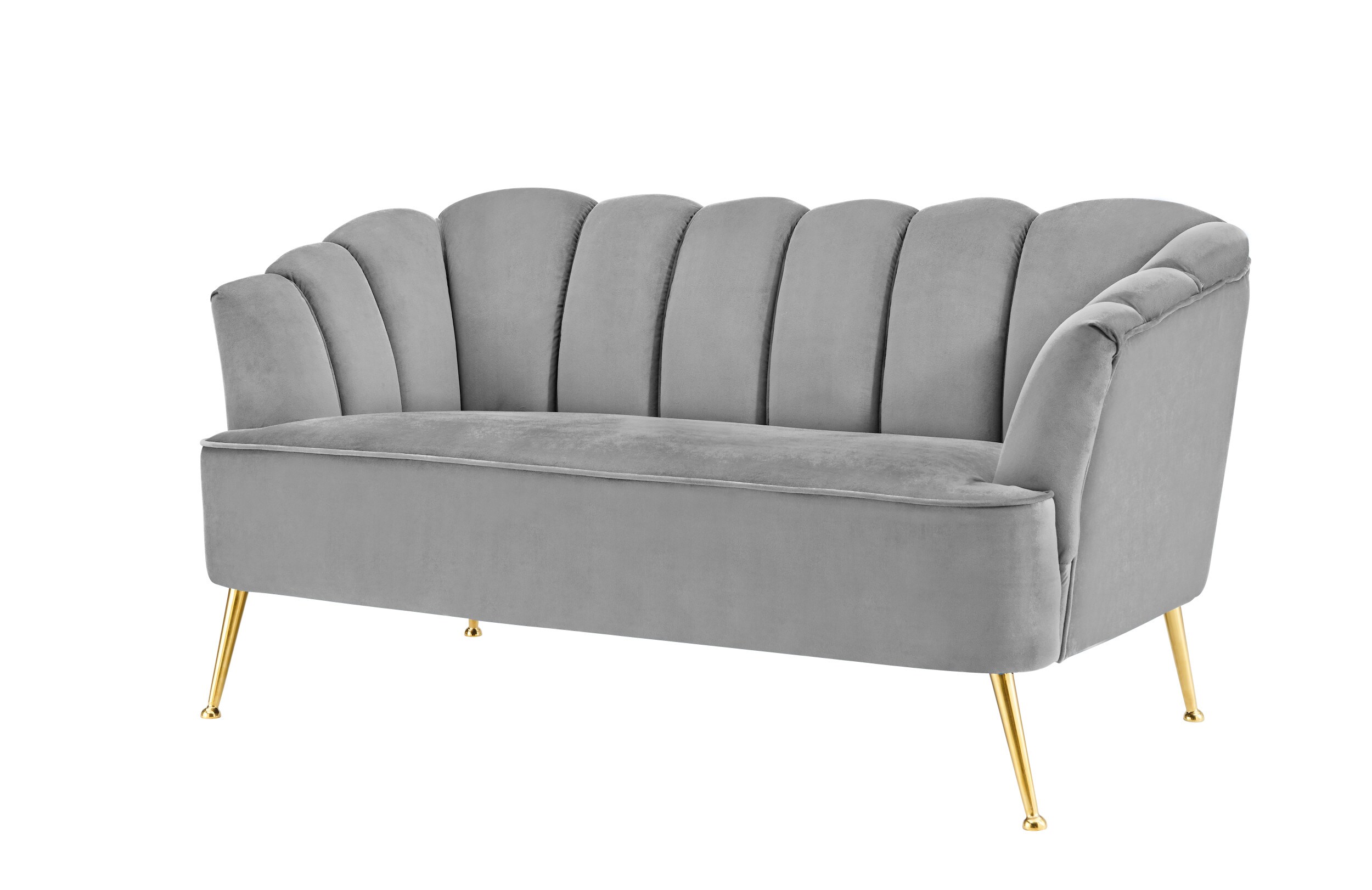 Chic Home Design Alicia 61-in Modern Grey Velvet 2-seater Loveseat at ...