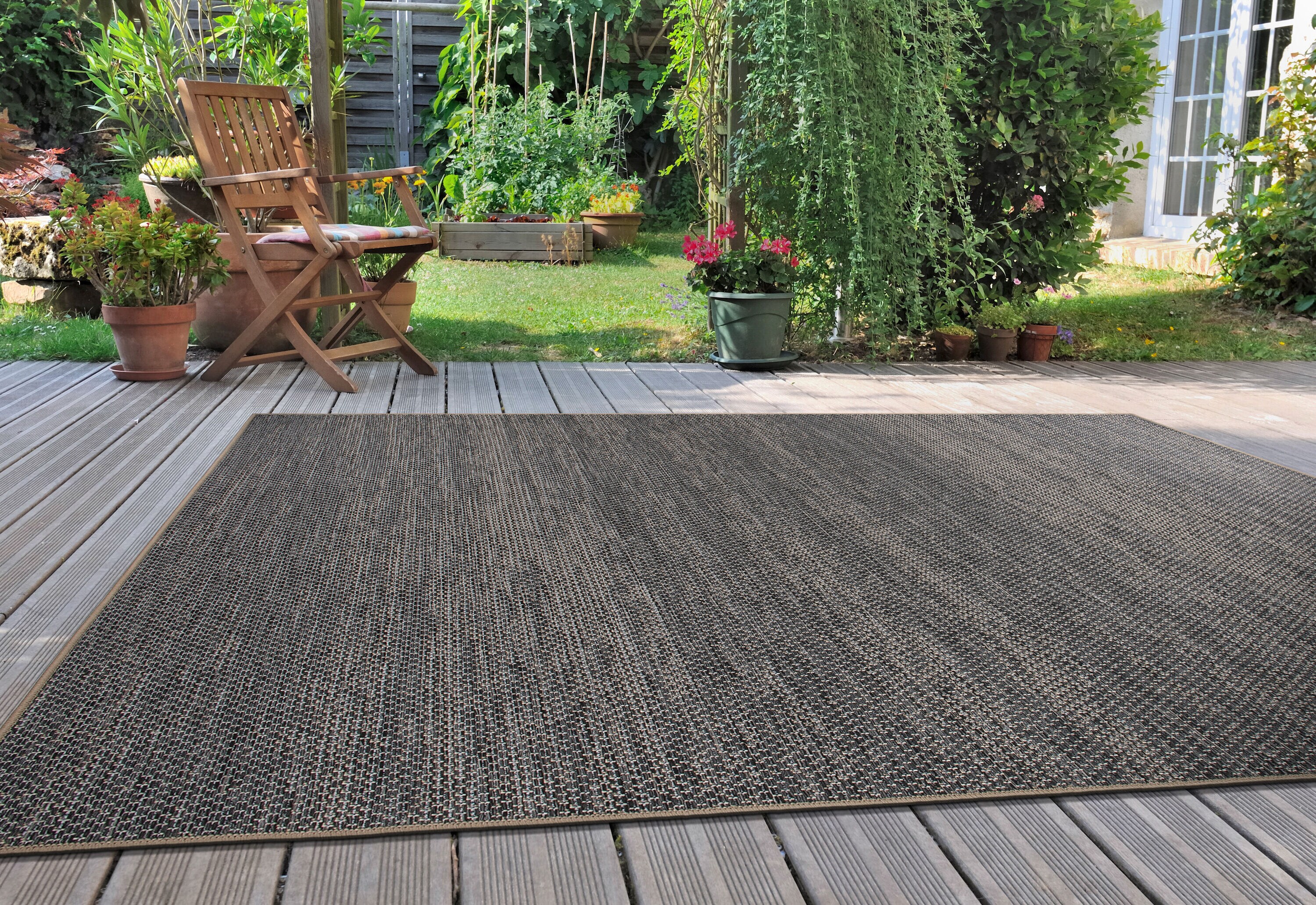 Dual-Use Modern Geometric Gray Flatweave 5' x 7' Rug