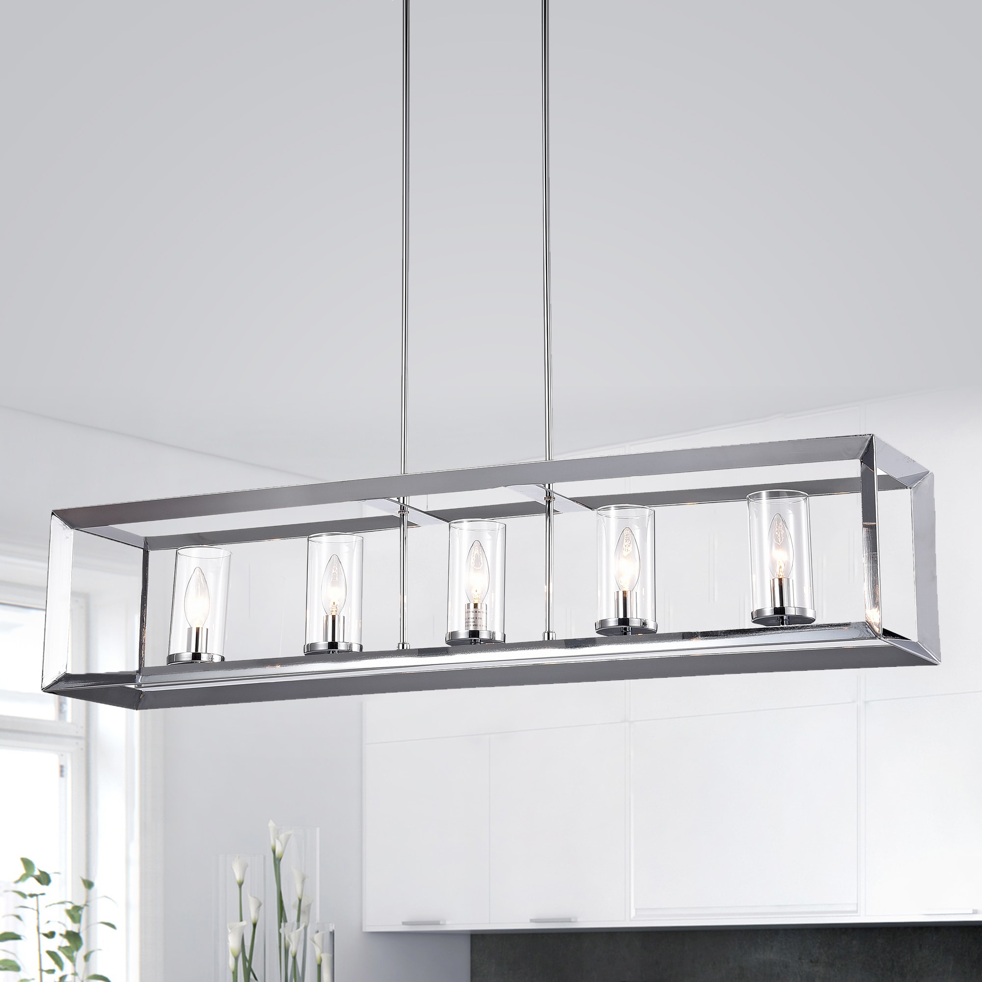 Warehouse of Tiffany HM067CH-5 5 -Light Black Modern/contemporary For Use in Bedrooms, Dining Rooms, Foyers, Kitchens, Living Rooms Chandelier