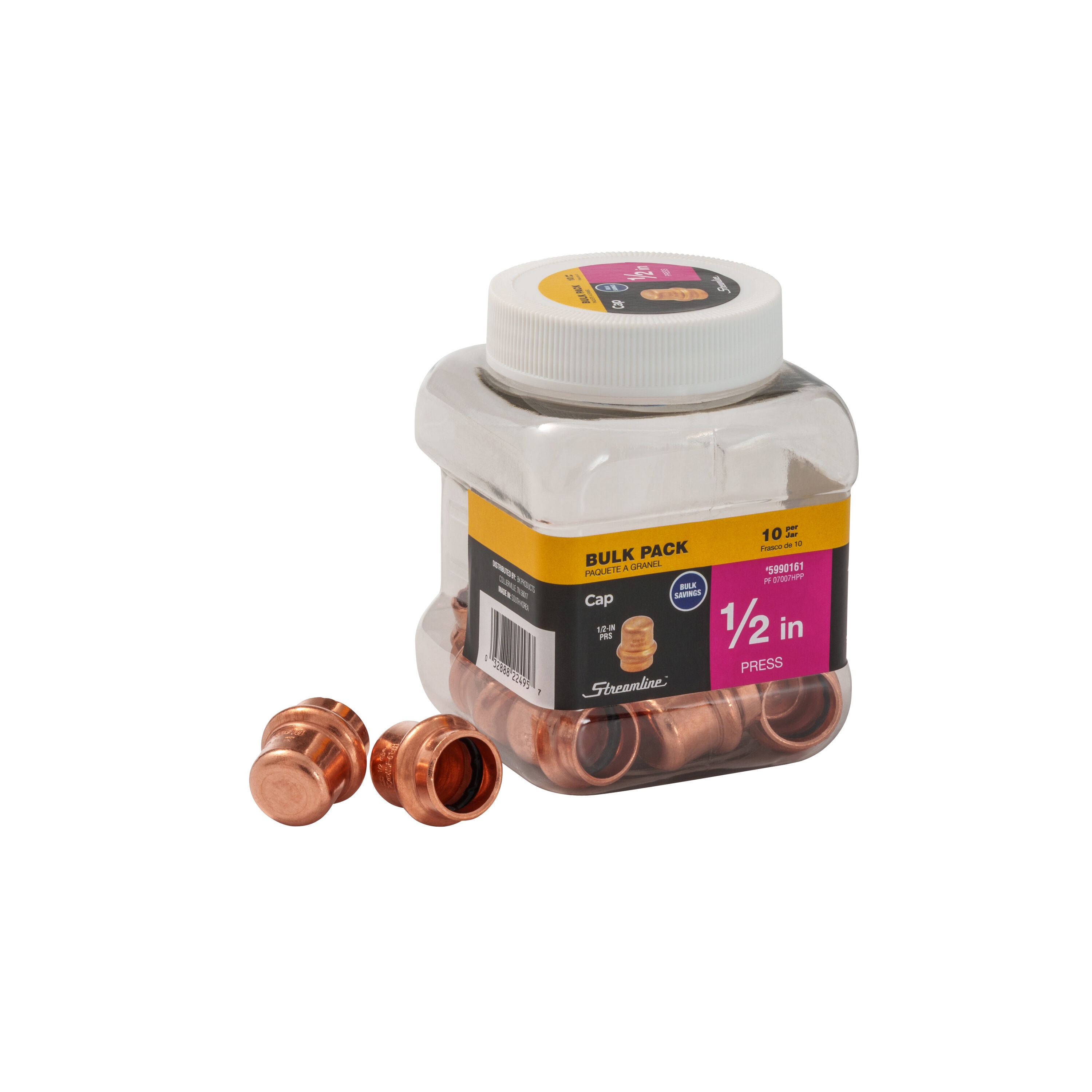 Streamline PF 07007HPP 1/2-in Press Cap- 10 Pack Jar