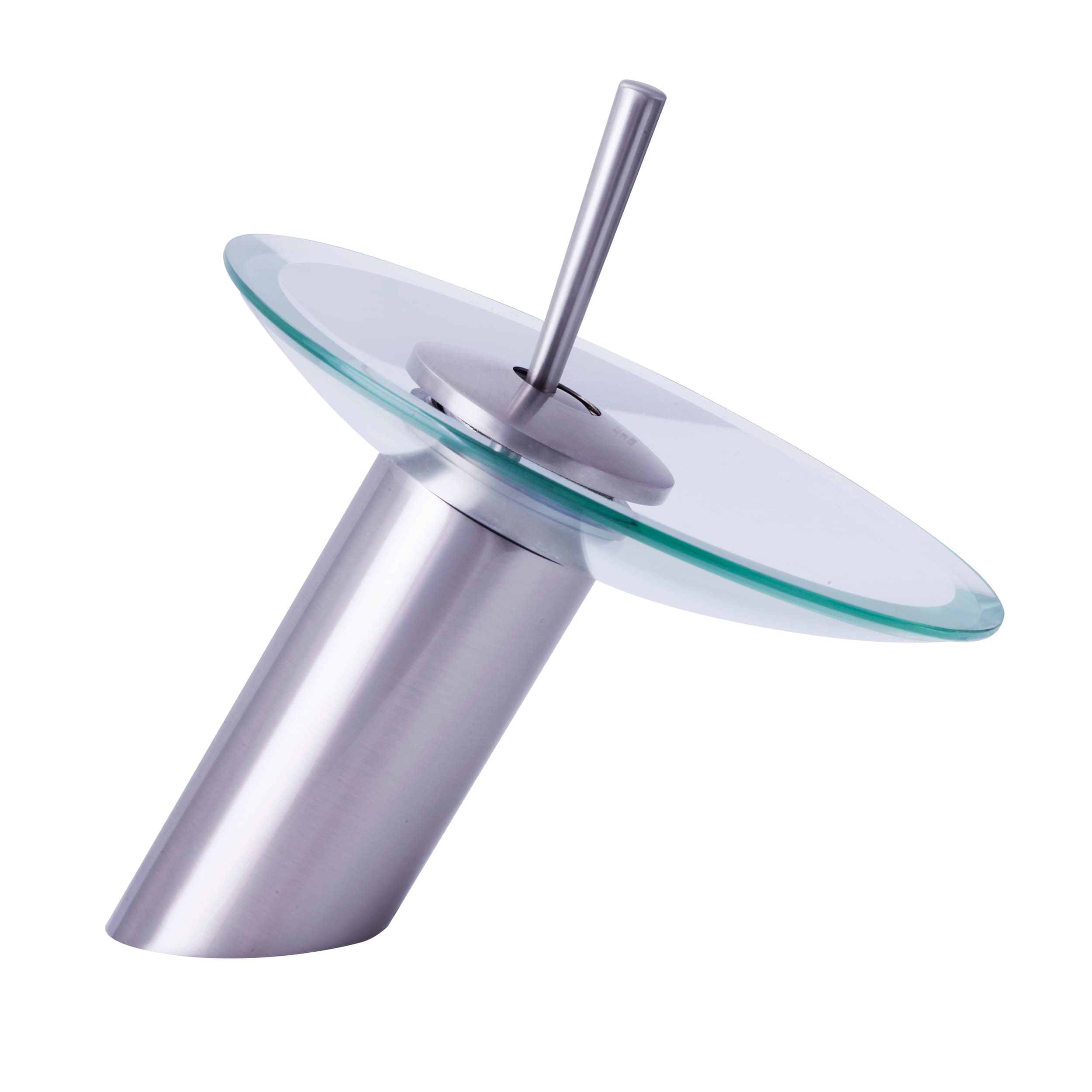 Brushed Nickel Glass Waterfall Bathroom Faucet with Single Handle