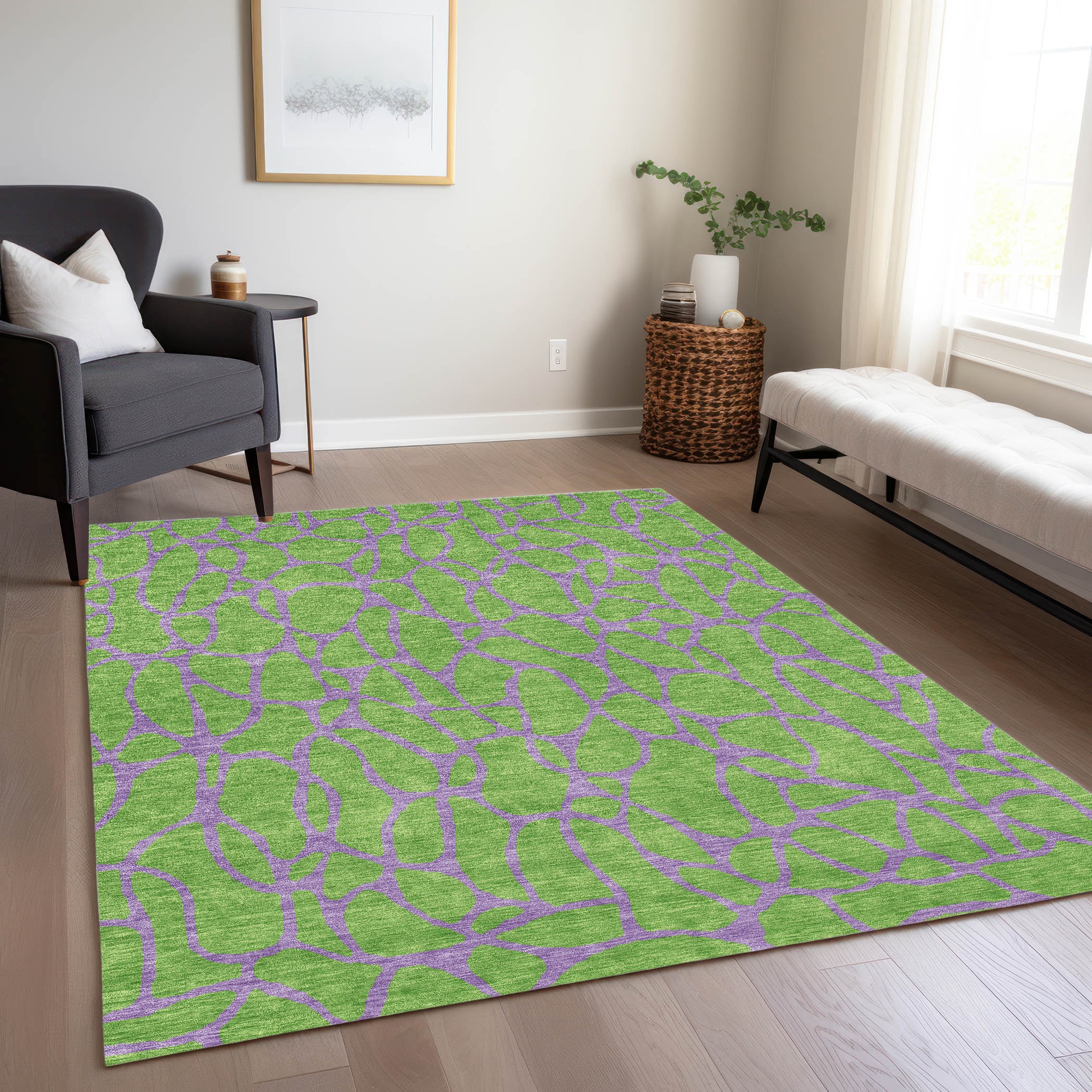 Addison Rugs ACN1023LM30X46 Chantille ACN1023LM 2 x 3 (ft) Polyester Lime Rectangular Indoor/Outdoor Geometric Machine washable Area rug
