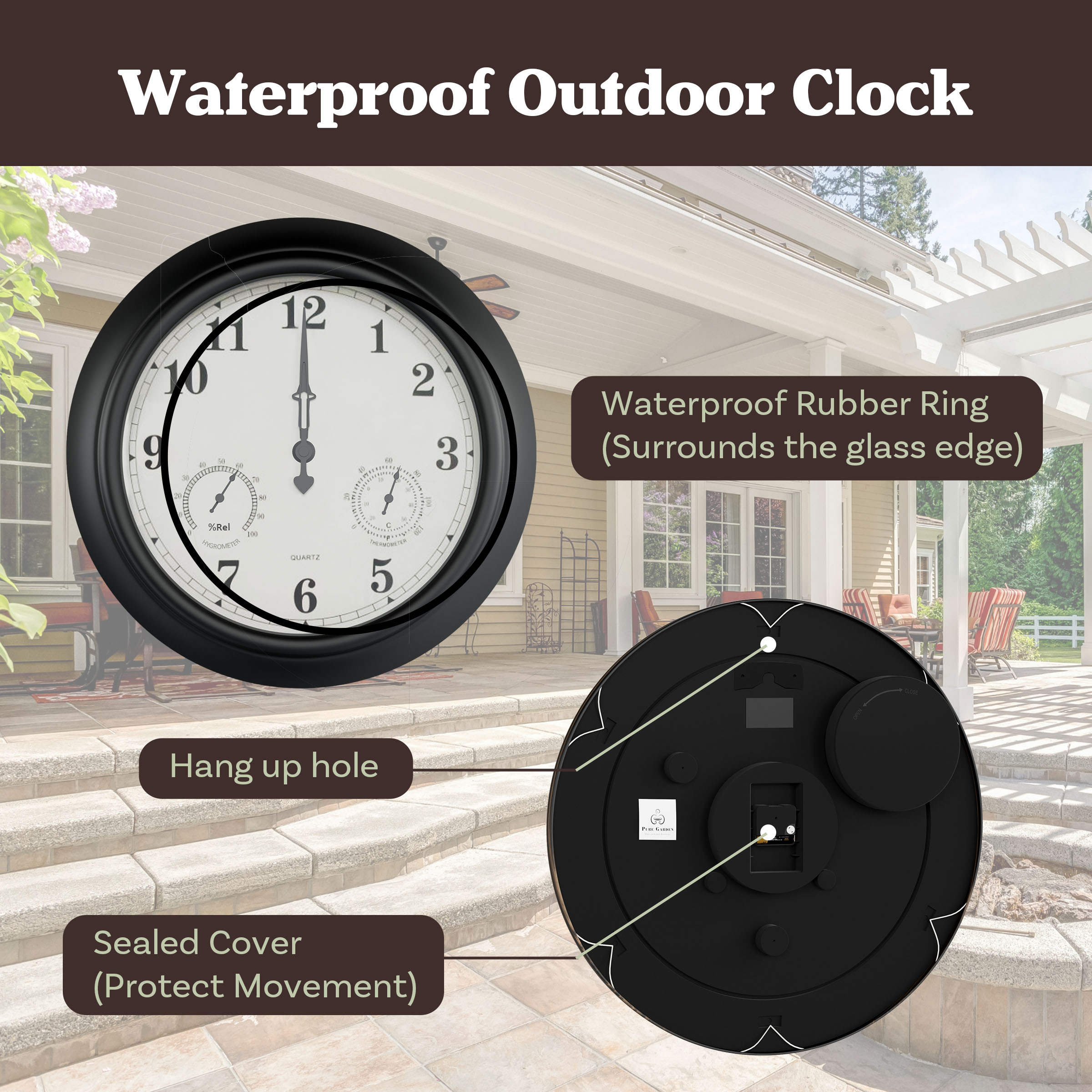 Nature Spring 106171GRO Thermometer-Clock - View #5