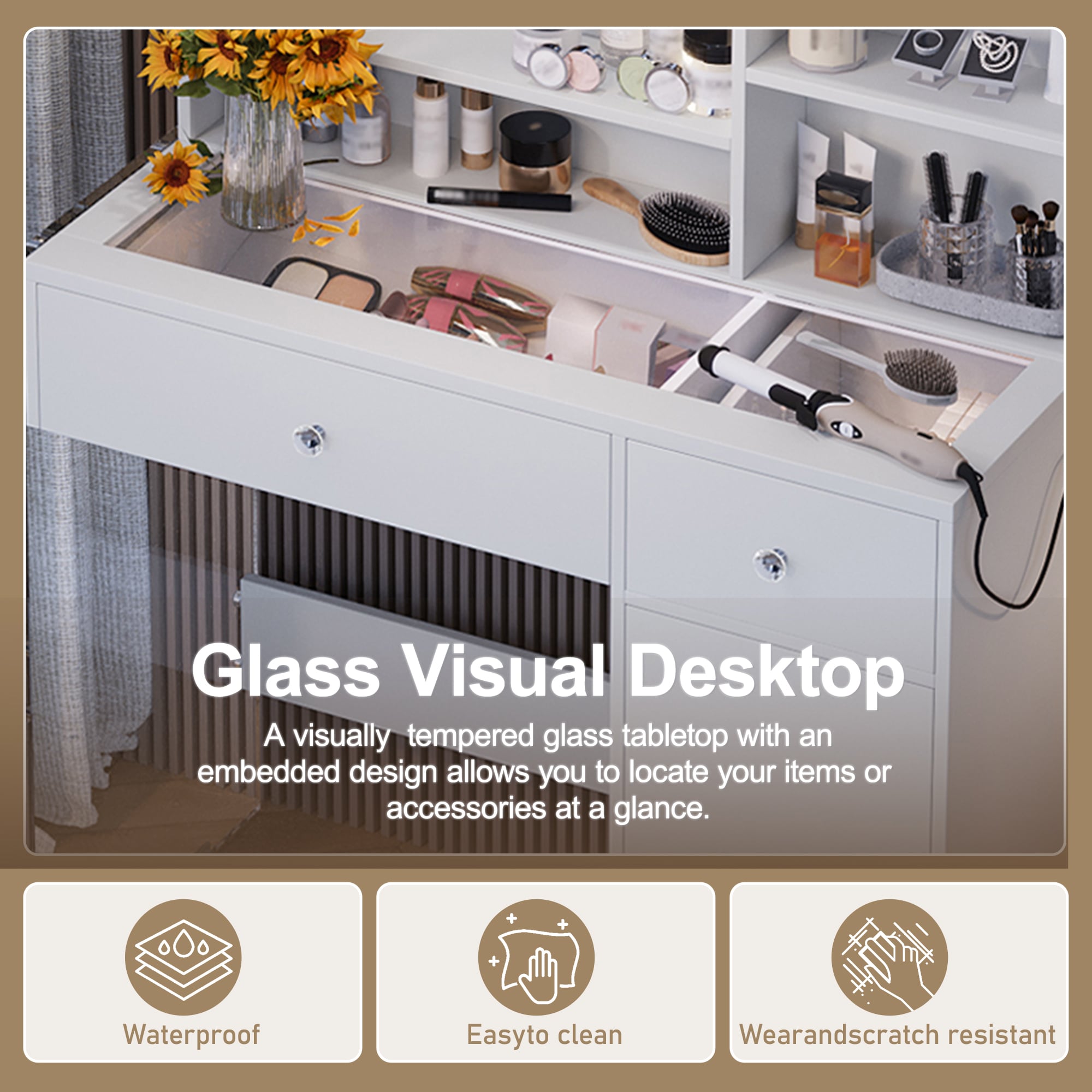 SINOFURN SYD250001WT Bedroom-Vanities - View #4