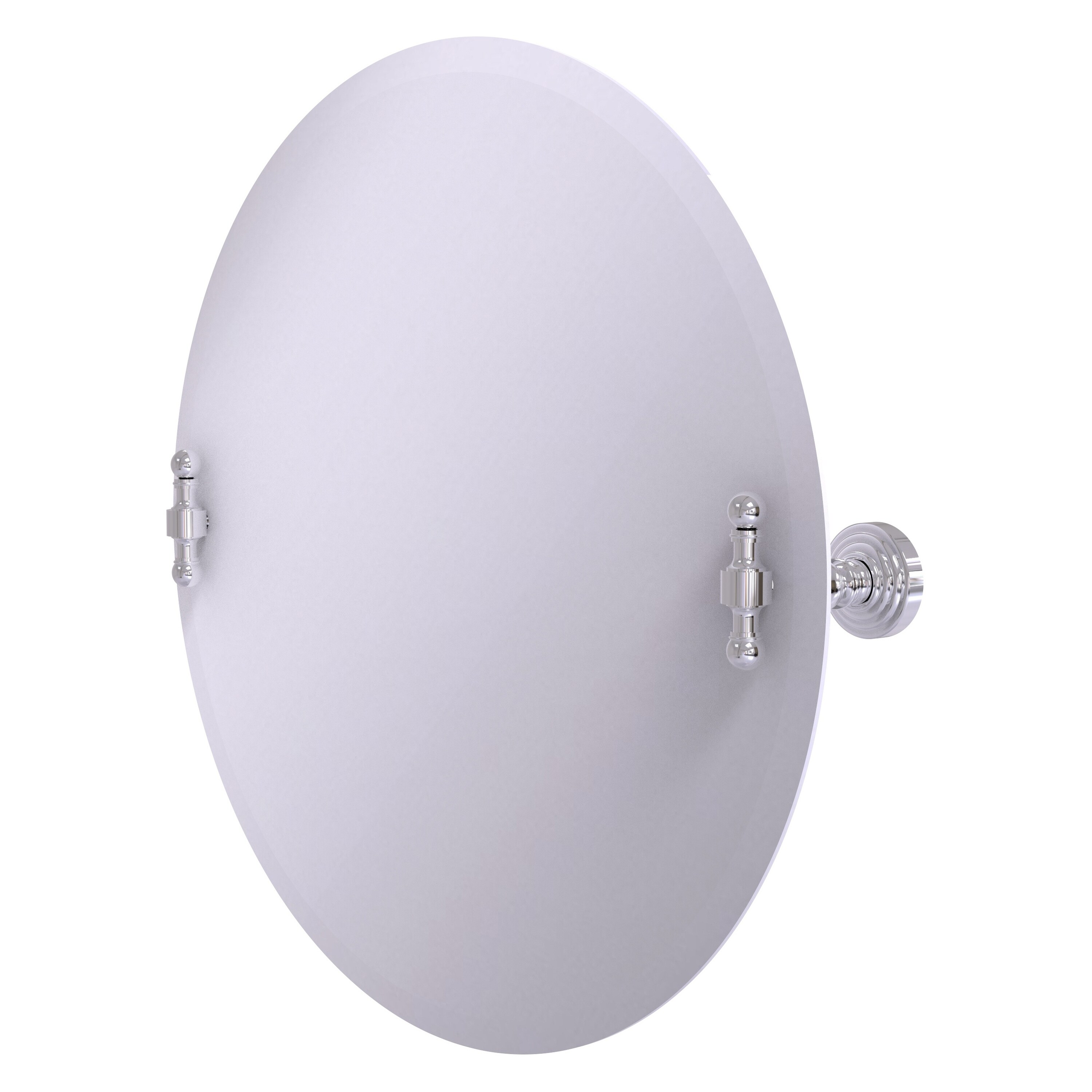 Allied Brass RW-90-PC Retro Wave 22-Inches x 22-Inches Beveled Frameless Round Tilting Bathroom Vanity Mirror ( Polished Chrome )