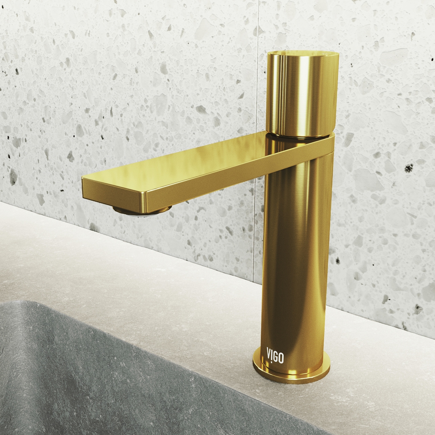 VIGO Halsey Matte Gold 1-handle Single Hole WaterSense Low-arc Bathroom Sink Faucet