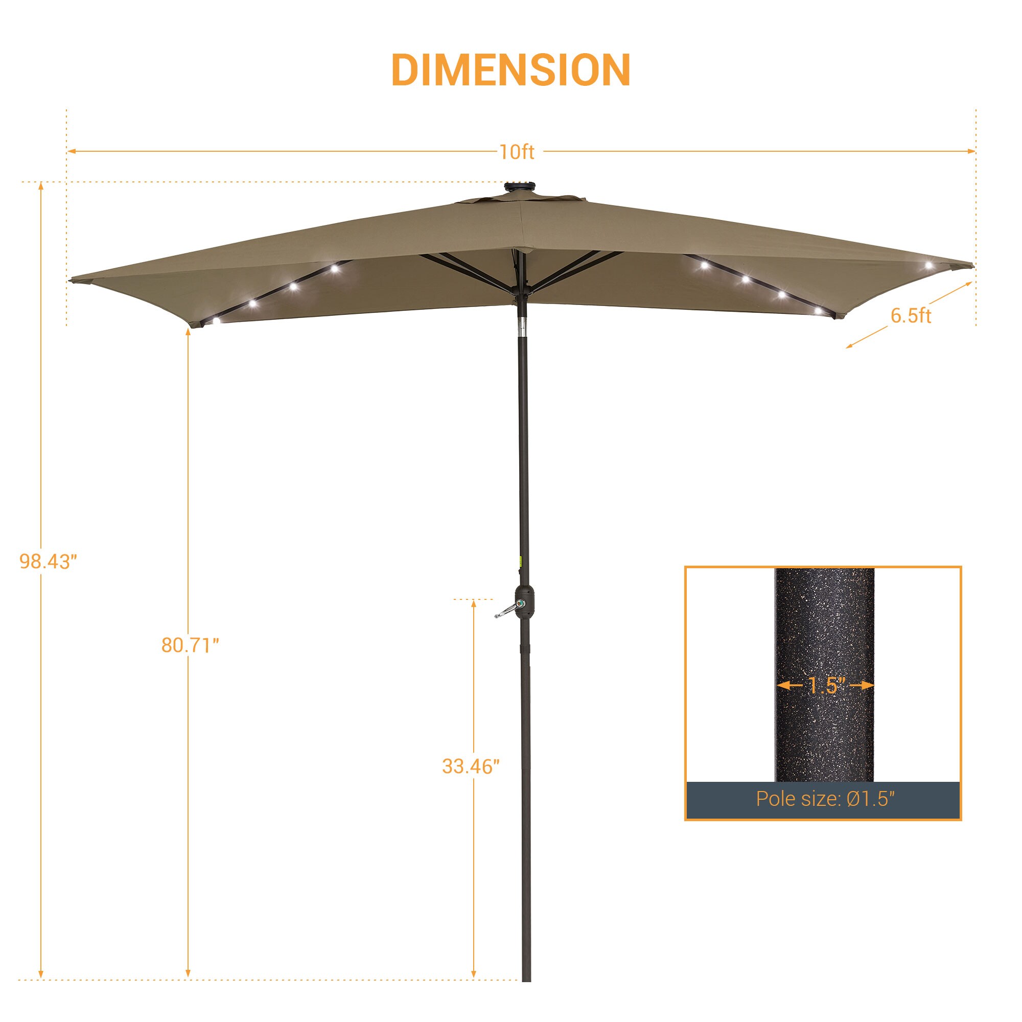 ACEGOSES 10-ft Aluminum Taupe Push-button Tilt Market Patio Umbrella
