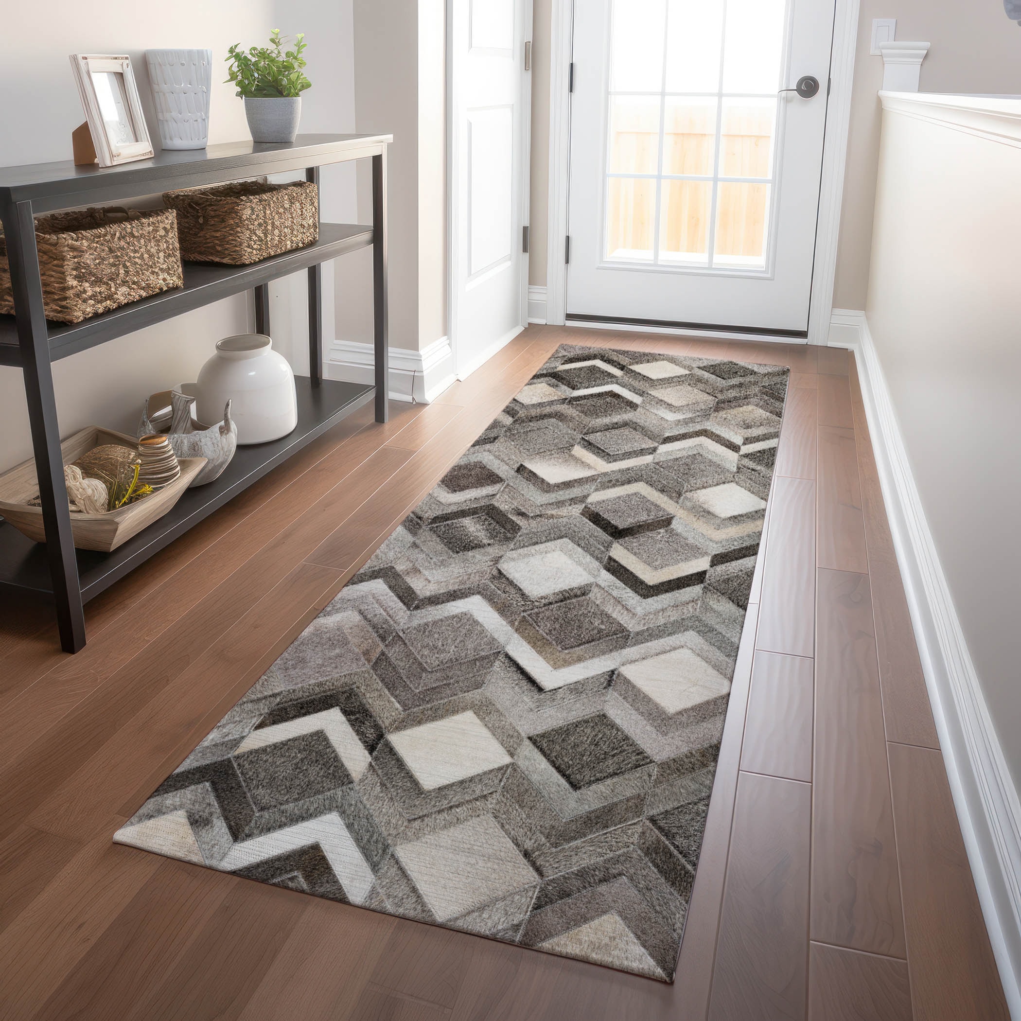 Addison Rugs AMF100GY2X8 Mayfield AMF100GY 2 x 7 (ft) Loomed Polyester Gray Rectangular Indoor Abstract Machine washable Runner rug