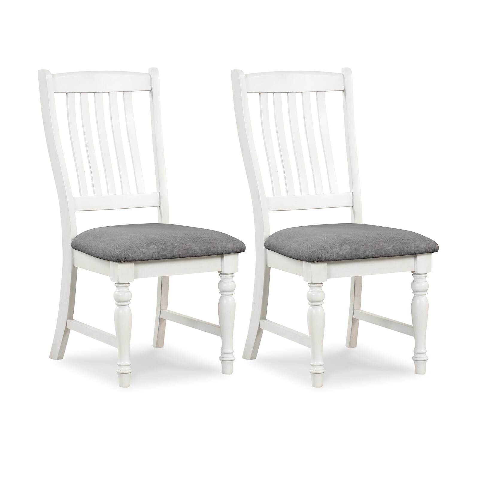 Slickblue D-CO-HW68765CK Set of 2 White and Gray Kitchen Side Dining Chairs Modern Style Upholstered Armless Type for Kitchens or Casual Seating (Wood Frame)