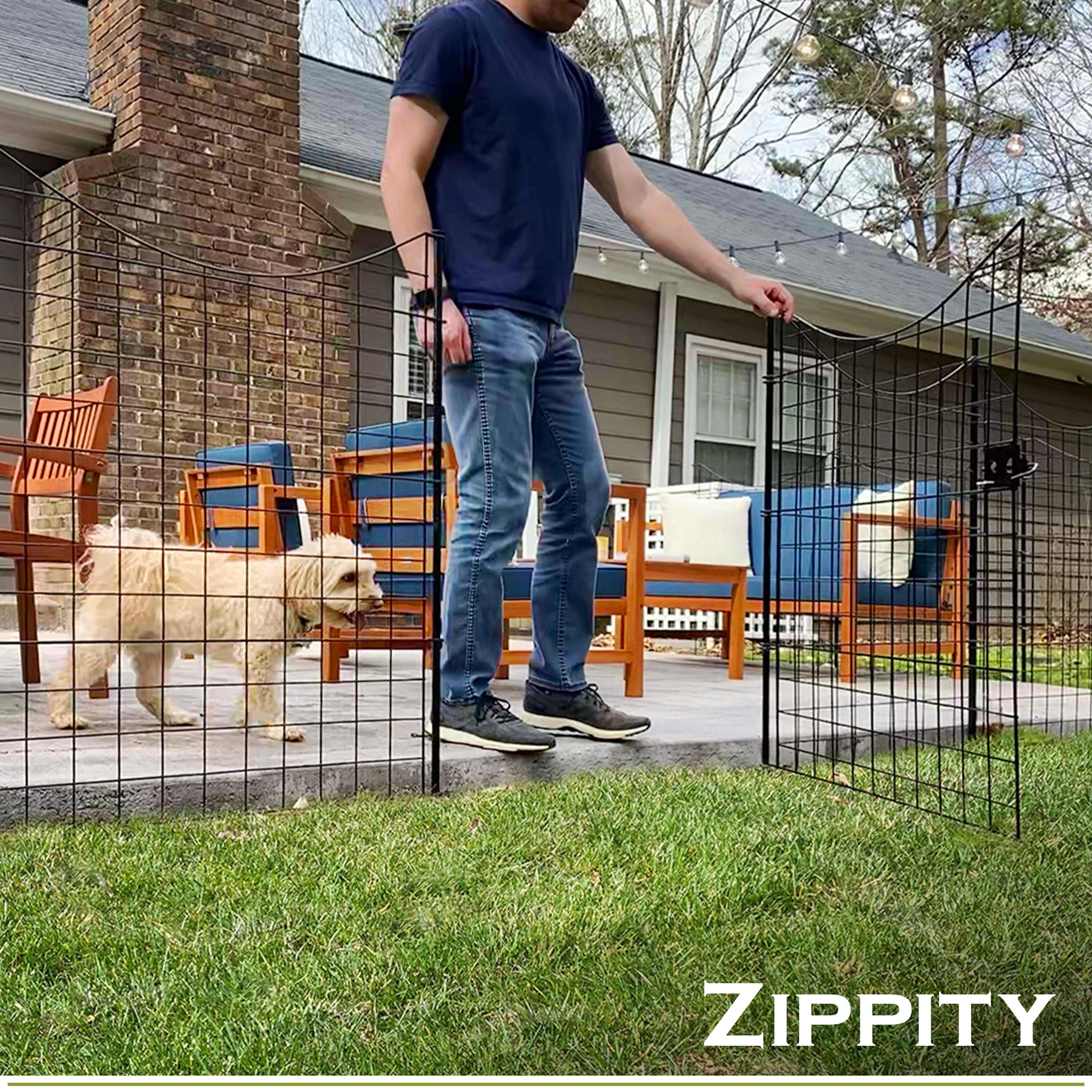 Zippity Outdoor Products 1 Gate 4 Panels 3-ft H x 3-ft W Black Galvanized Iron Scallop No Dig Garden Fence Gate Kit