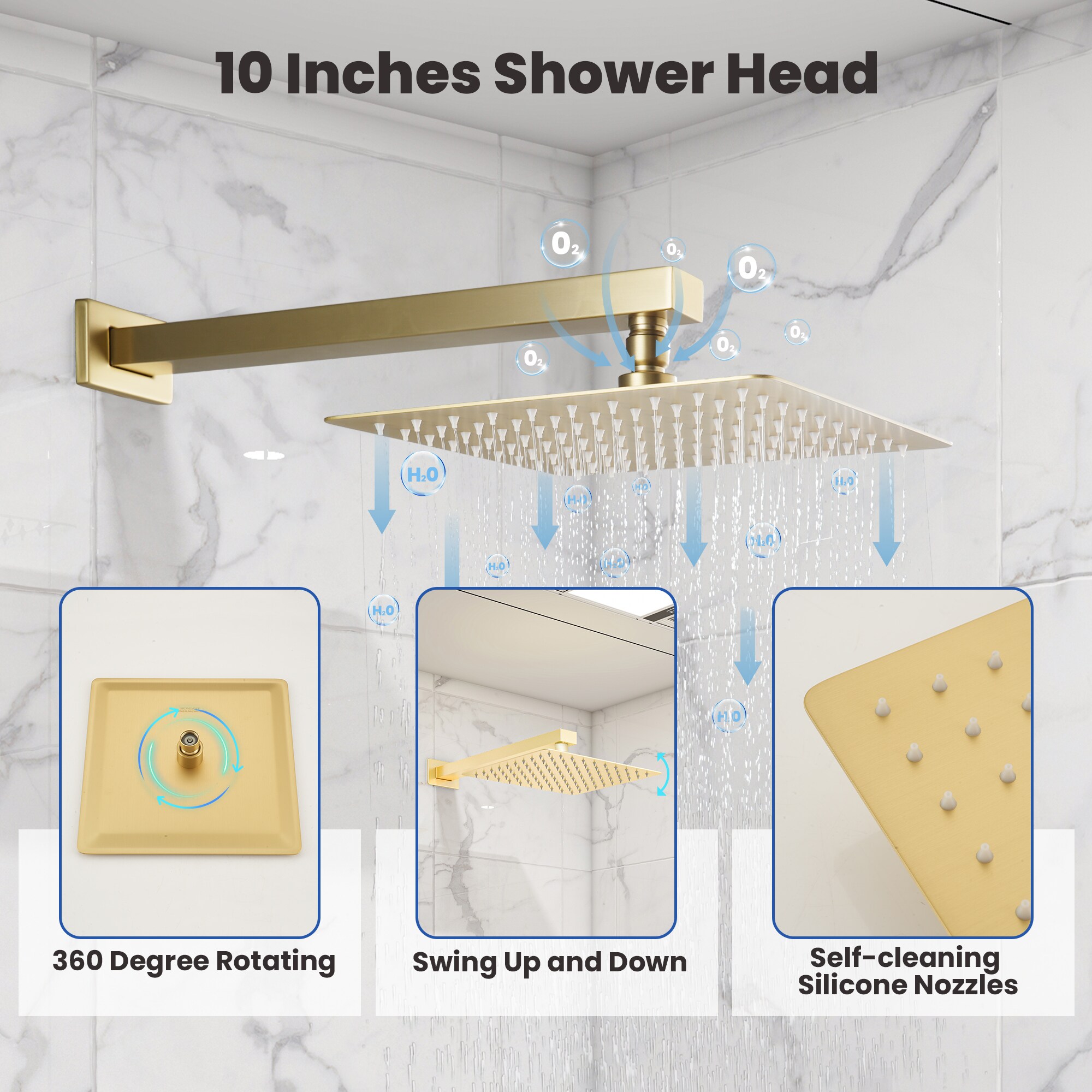 Clihome MS-A3809-10BG Showerhead-Bar-Panels - View #10