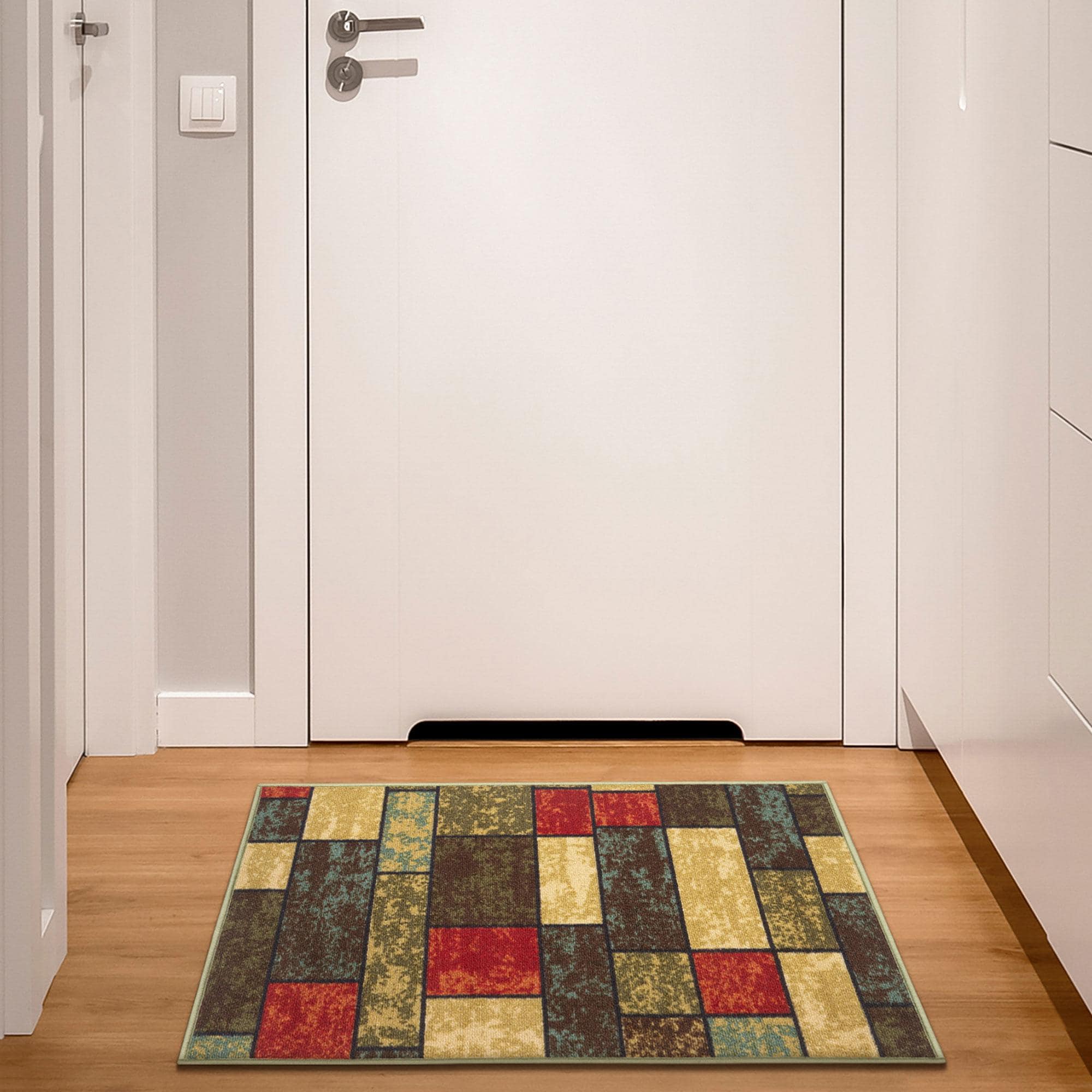 Ottomanson CLS3309-2X3 Non-Slip Entryway Rug 2 x 3 (ft) Loomed Nylon Multicolor Green Rectangular Indoor Geometric Area rug