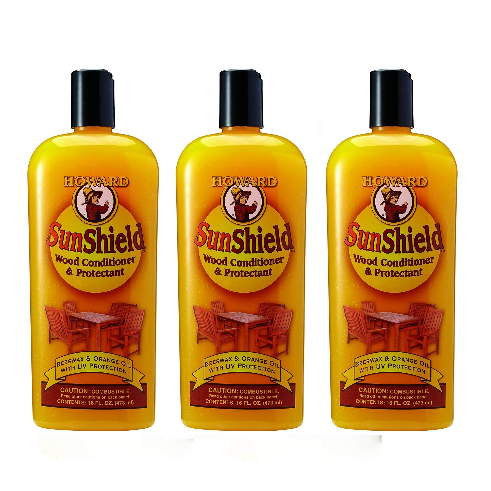 Howard  Products SunShield Beeswax Furniture Polish - Outdoor Furniture Wax Beeswax Wood Polish and Protection for Wood 16 Fl Oz Pack of 1 Yellow
