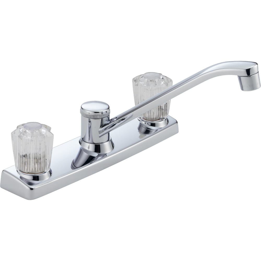 Peerless Chrome 2 Handle Low Arc Kitchen Faucet Deck Plate Included At 3851