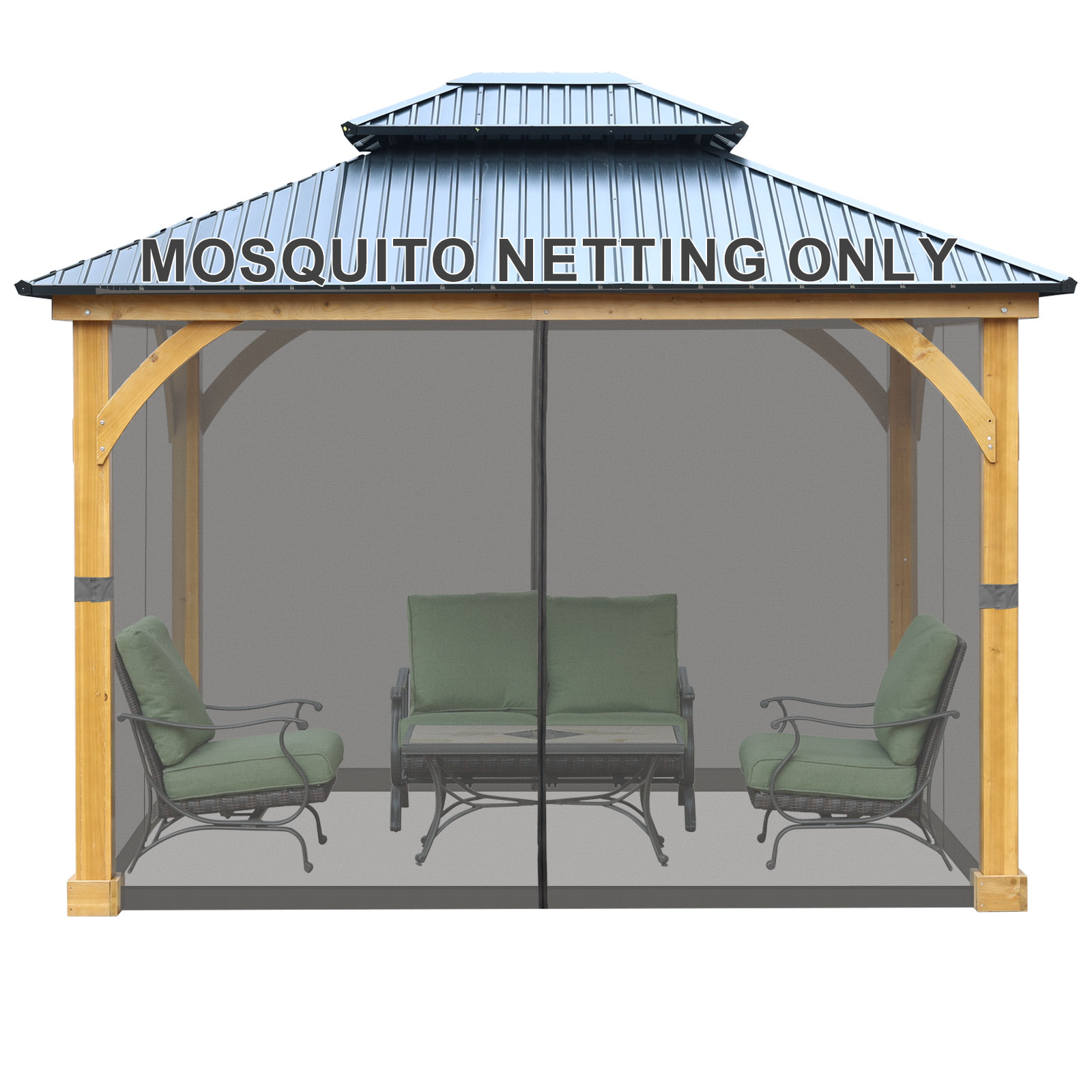 Aoodor A003-PGYGY 13.0-ft x 10.0-ft AOODOR LLC Gray Gazebo insect net