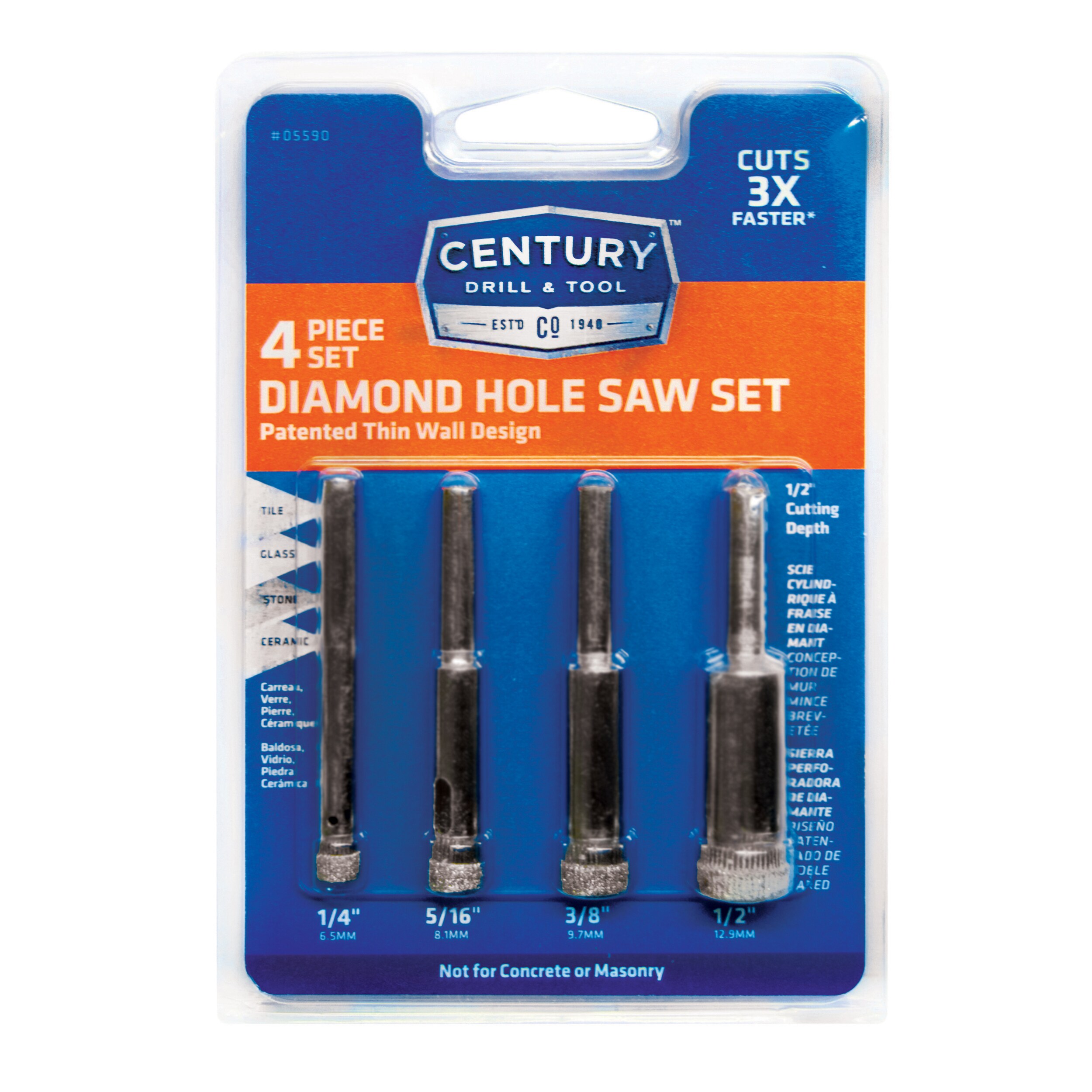 Century Drill & Tool 05590 Bi-metal Non-arbored Hole saw kit Set 4 -Piece with Hard Case