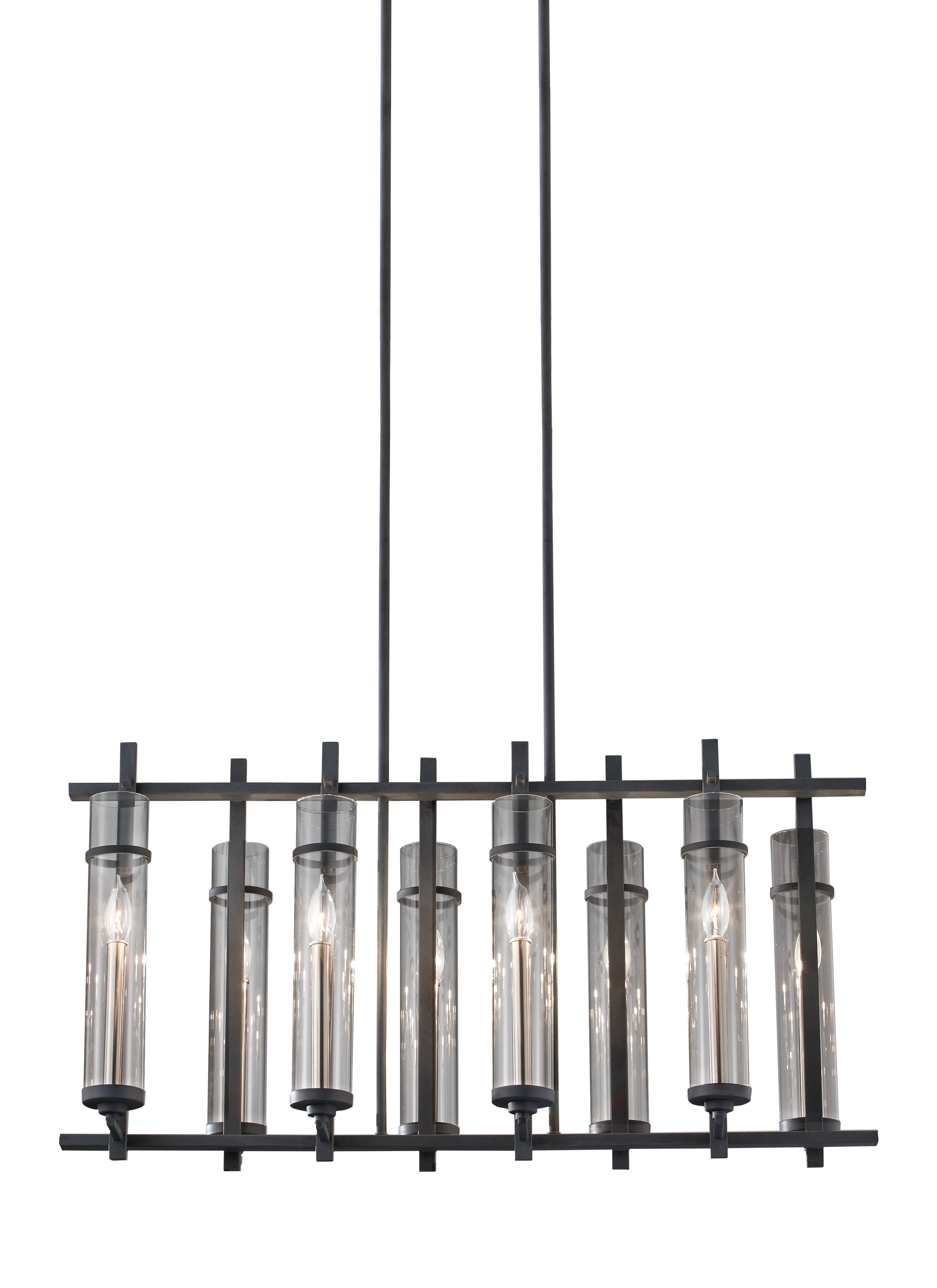 Antique Forged Iron and Crystal 8-Light Candle Chandelier