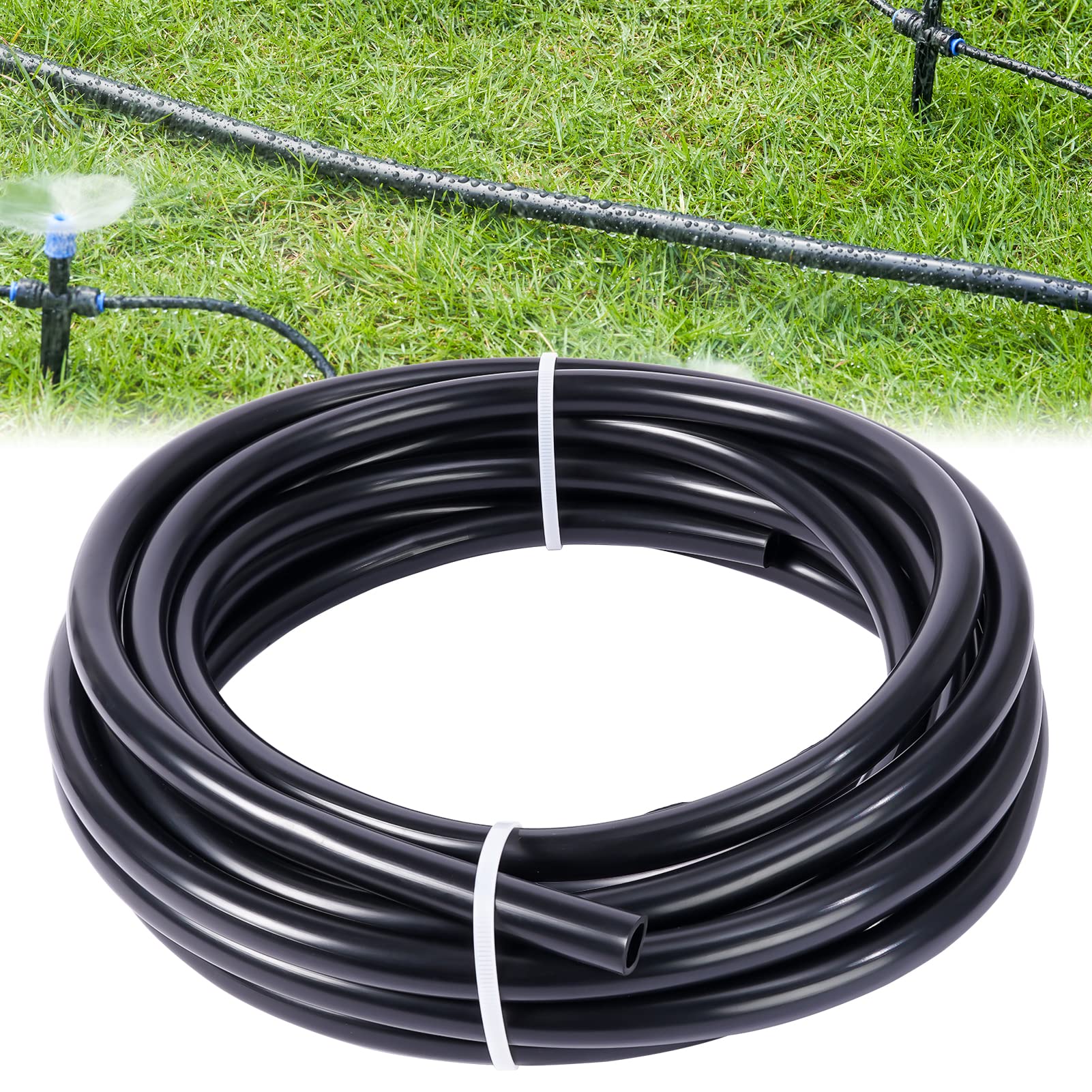ITOPFOX  Black 15mm PE Main Hose 16 Point 5 FT Tubing Flexible Drip Irrigation Watering System Kit for Garden Lawn Flower Beds Vegetable Patch