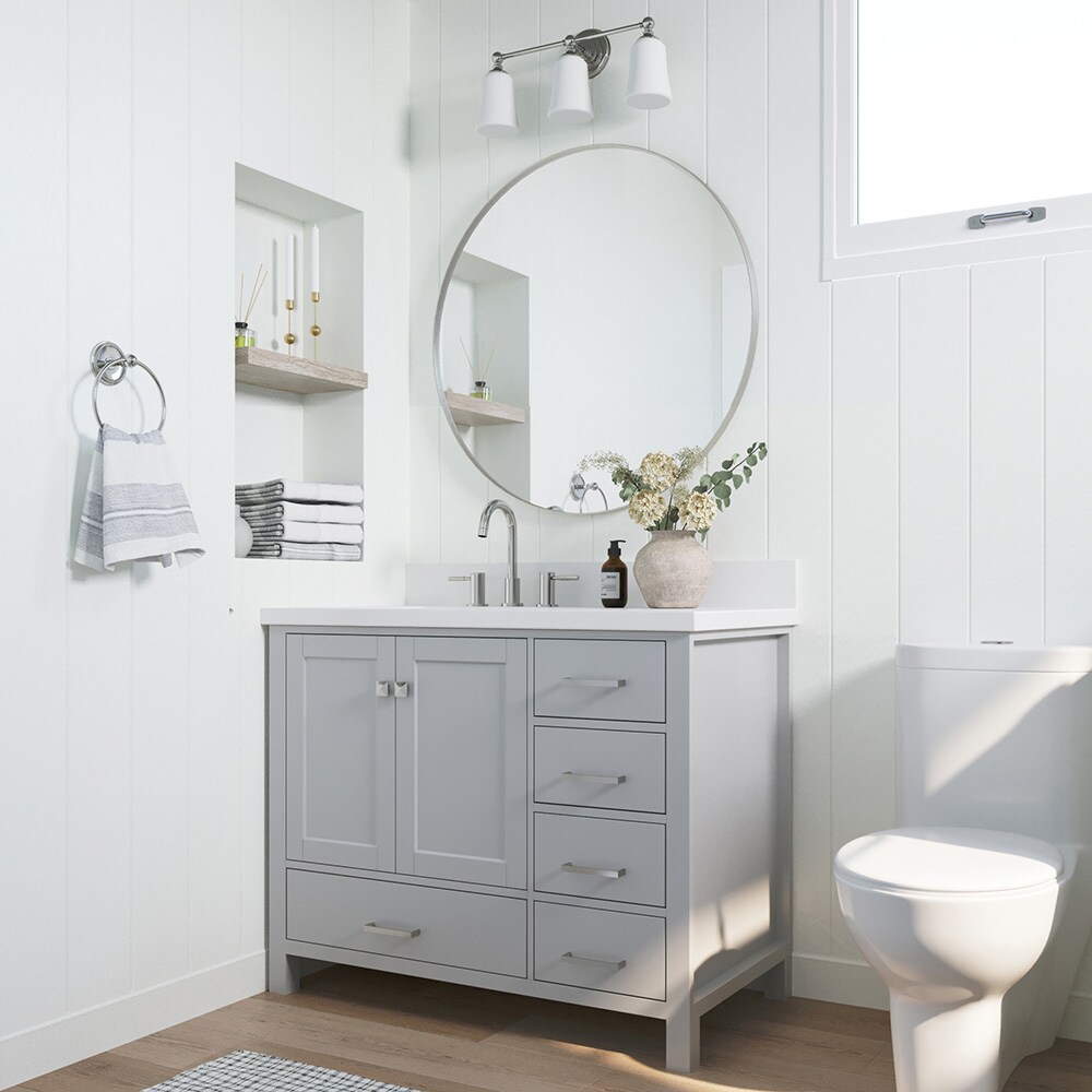 ARIEL Cambridge 42-in Grey Bathroom Vanity Base Cabinet without Top in ...
