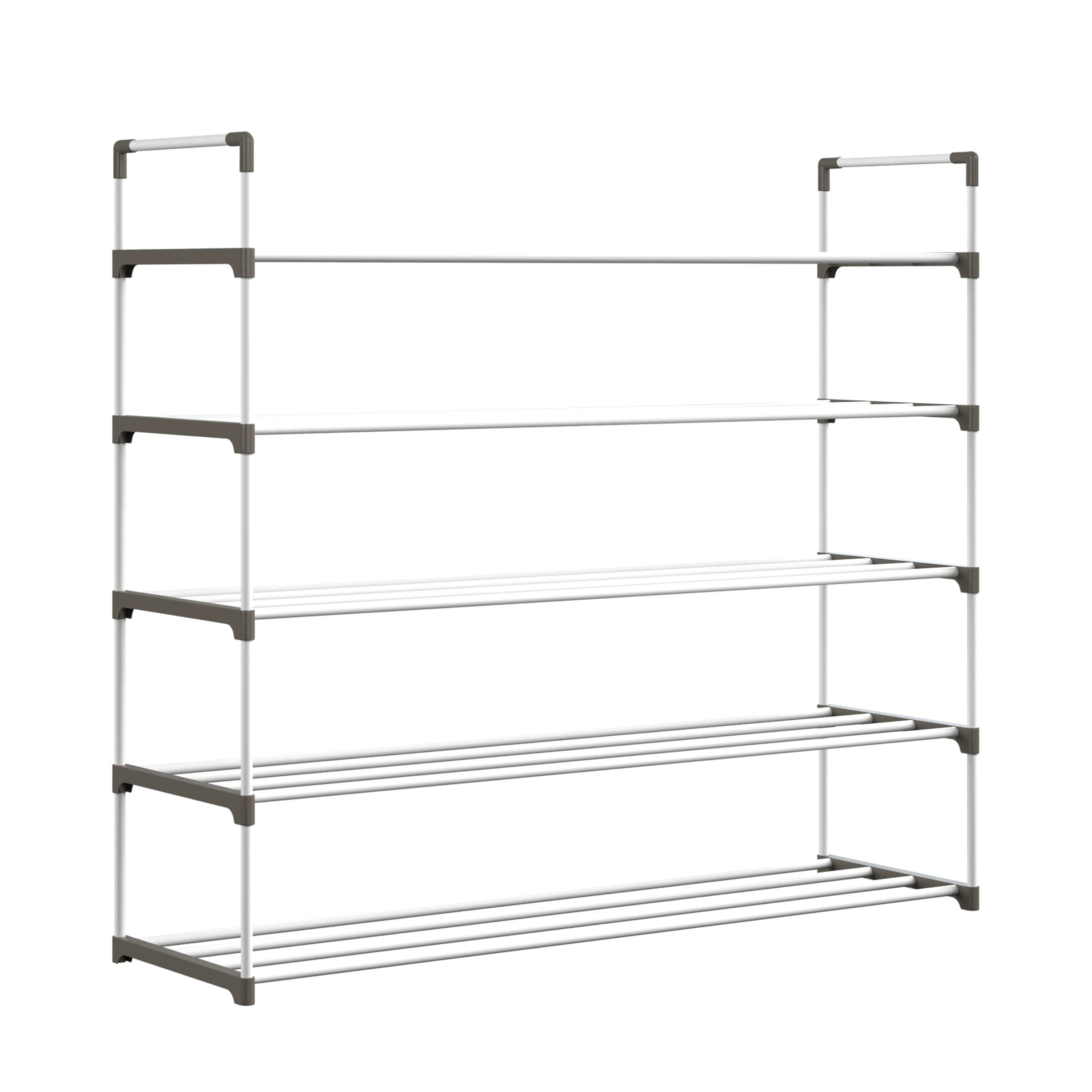 Home-complete 37-in H 5 Tier 25 Pair White Plastic Shoe Rack Hc-2104 