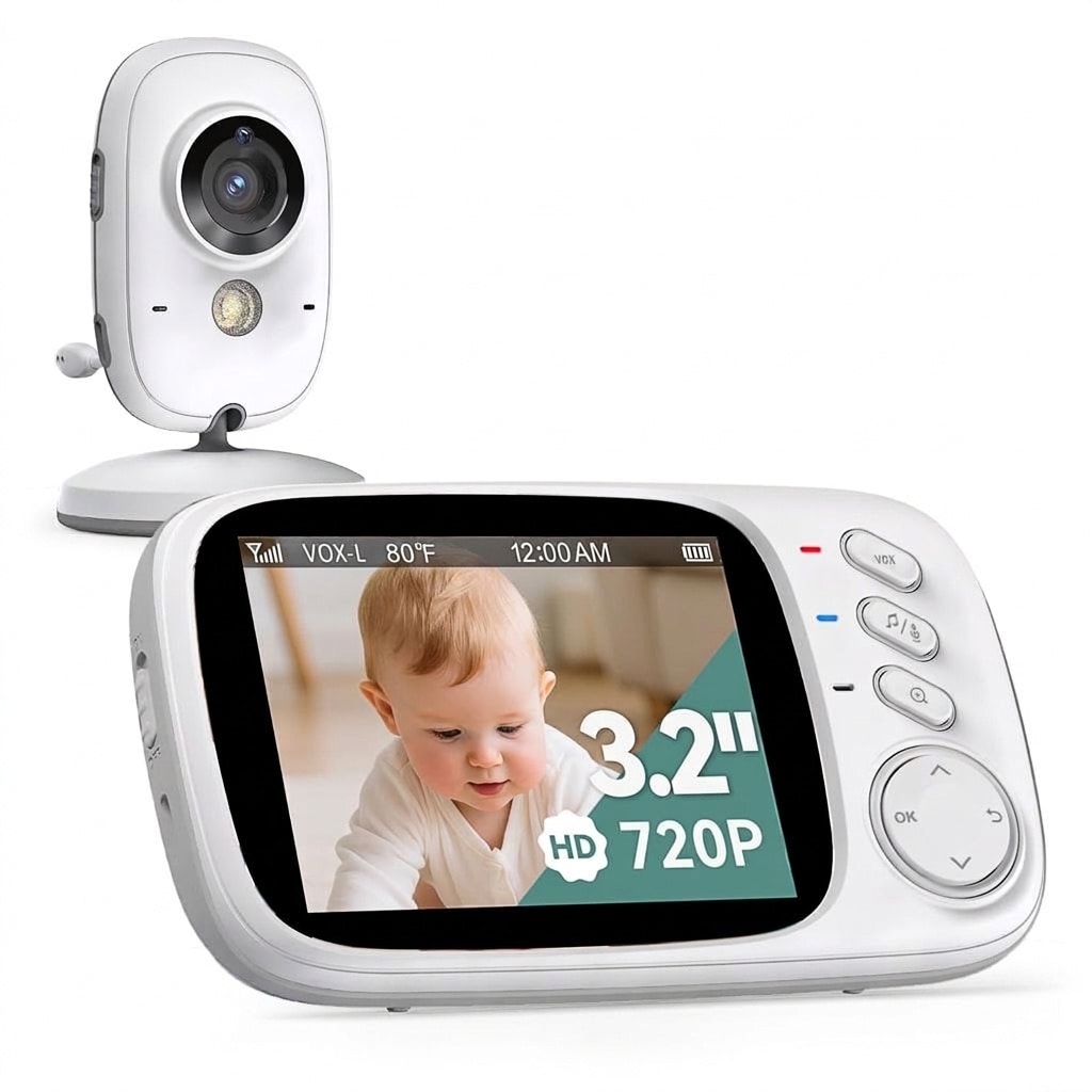 KIWDZFU  Baby Monitor with Camera and Audio No WiFi Plug and Play IPS Screen HD Night Vision Two Way Talk 8 Lullabies 1000ft Range Secure Video