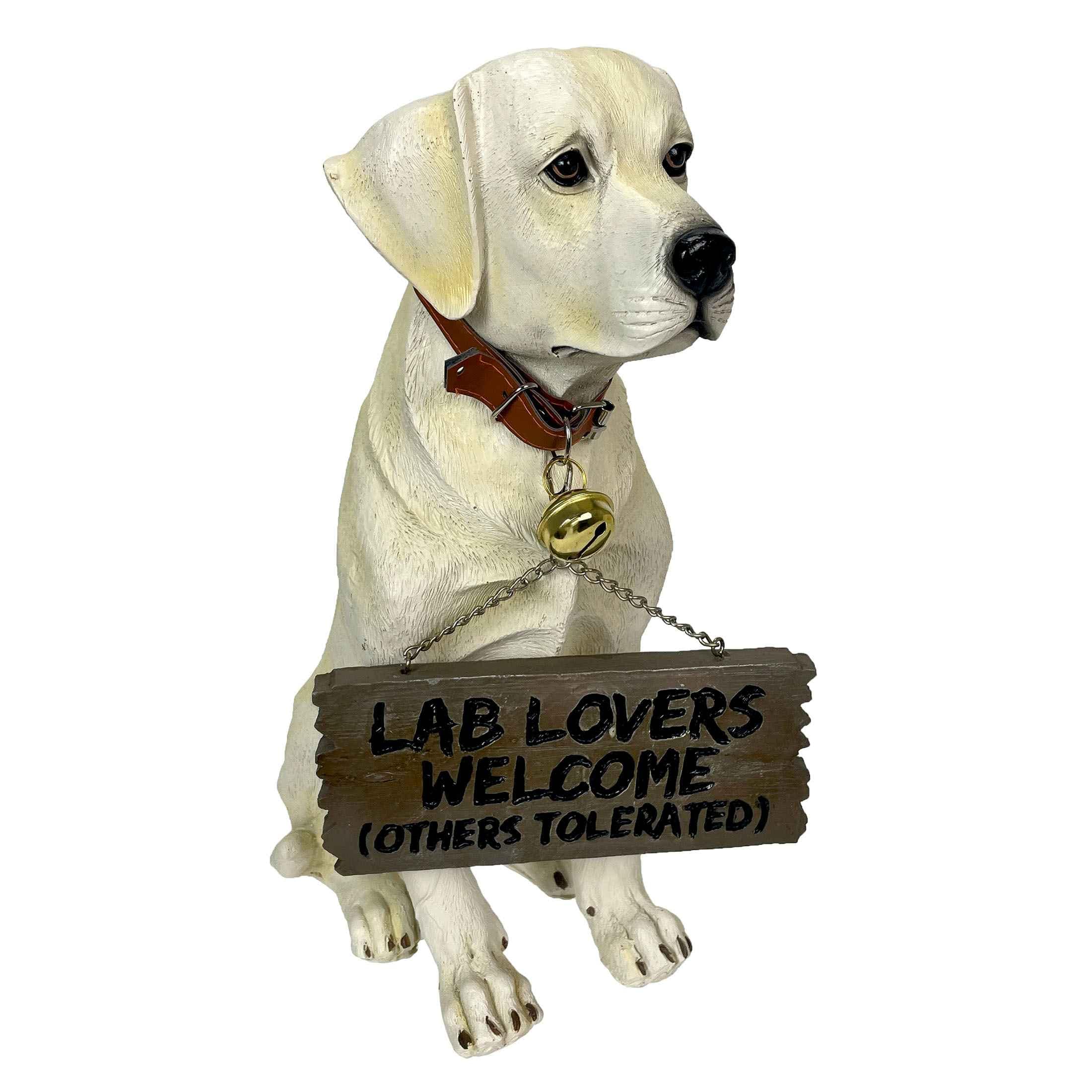 DWK 97-HD37476 Labrador Retriever Garden Welcome Statue Reversible Sign Don't Stop Retrievin