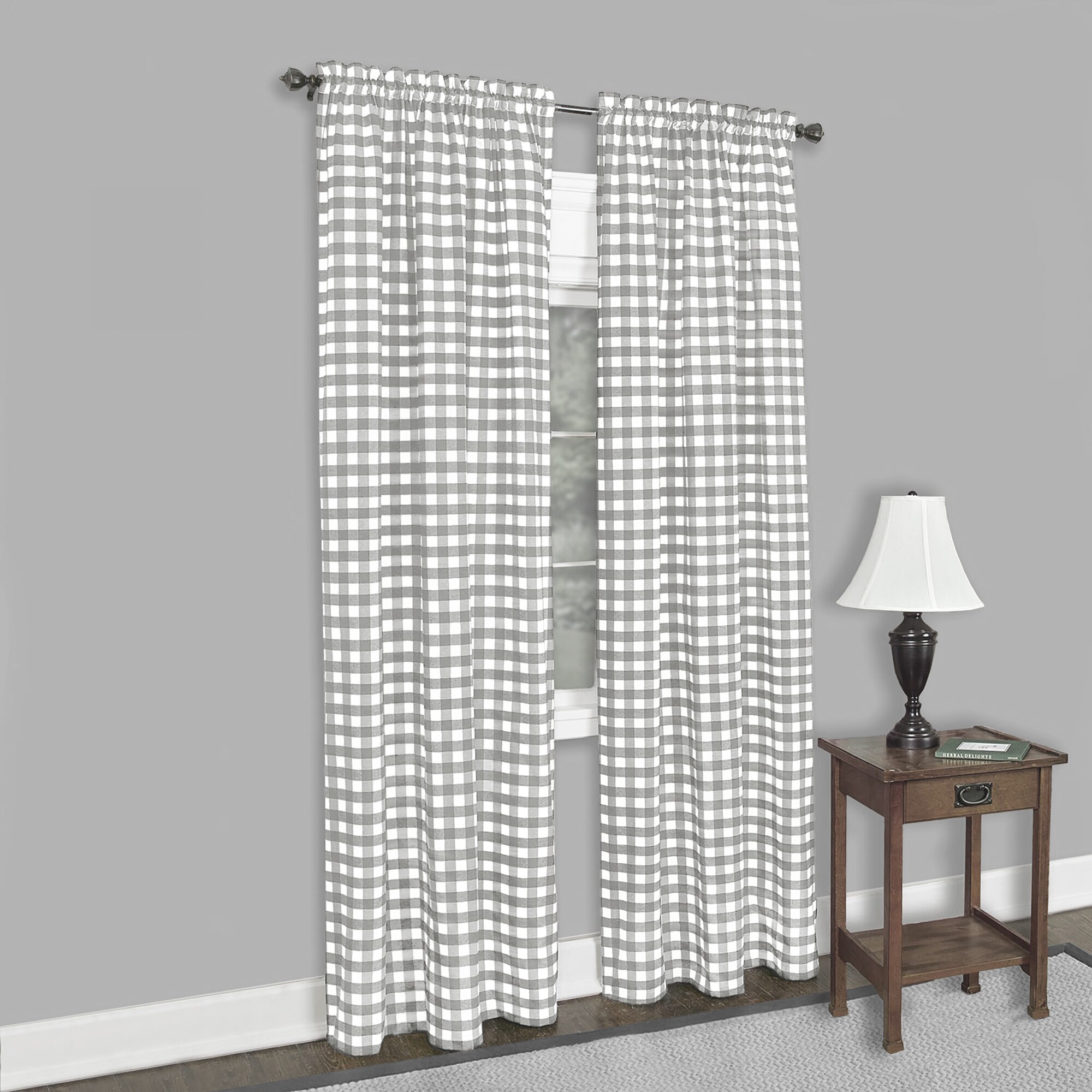 Achim BCPN95GY12 95-Inches Grey Block Light filtering Rod pocket Single curtain panel