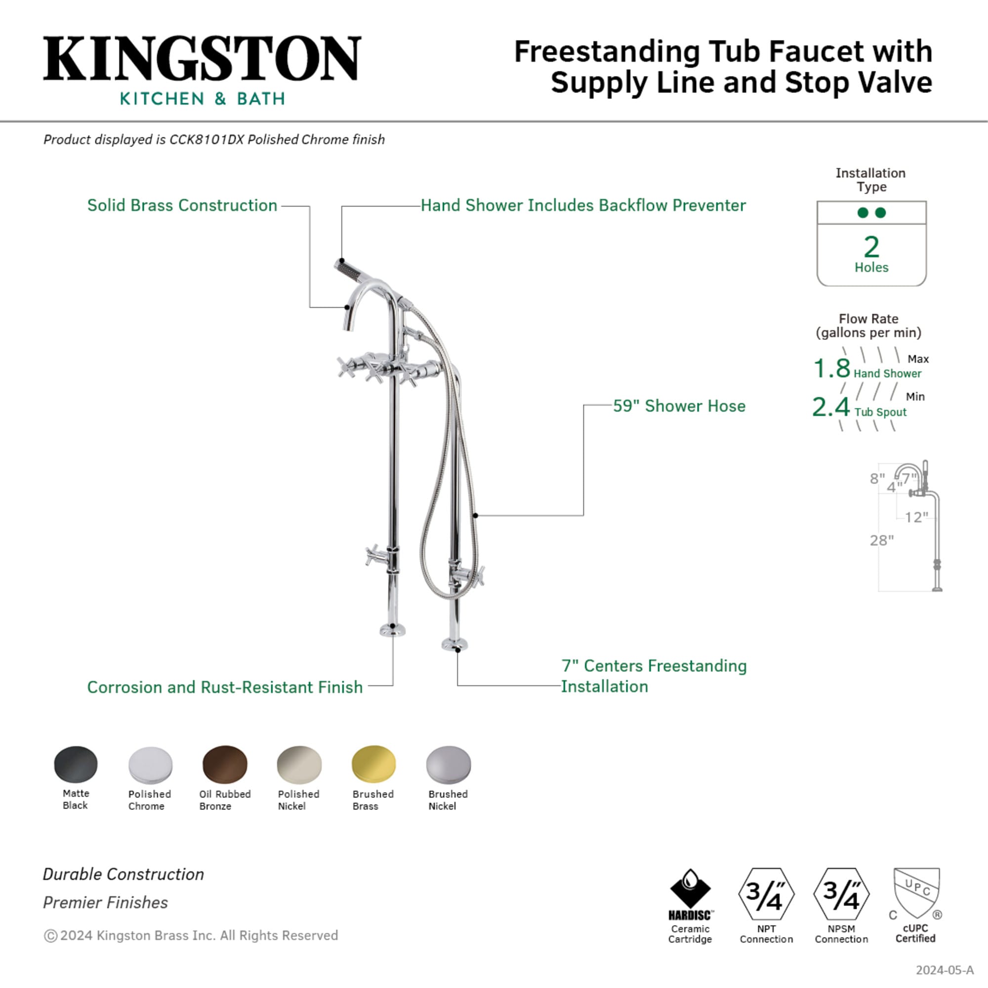 Kingston Brass WLCCK8101DX Roman-Tub-Faucets - View #3
