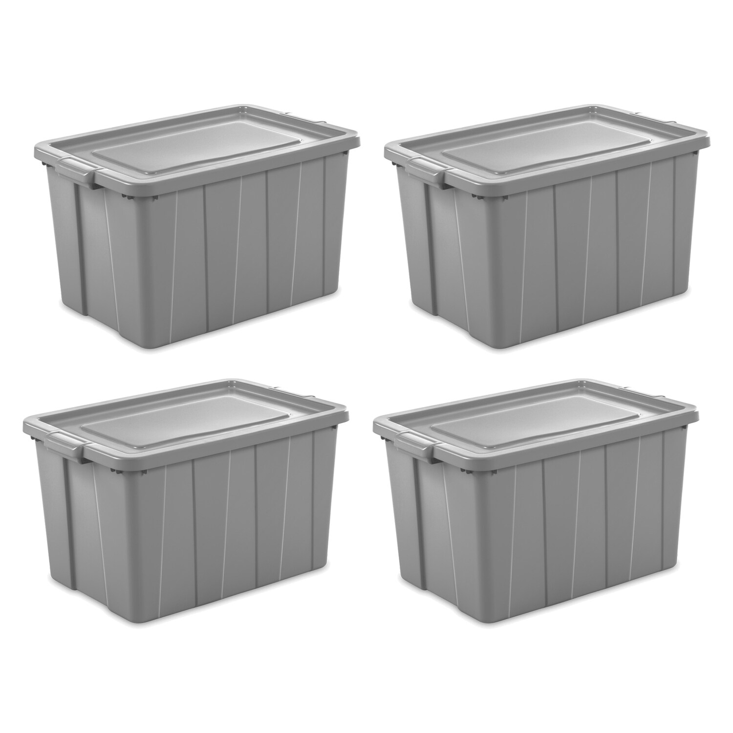 Sterilite 173311 4 -Pack ( 20-in W x 17.13-in H x 30-in D ) Gray - 30 Gallon Plastic Stackable Bin